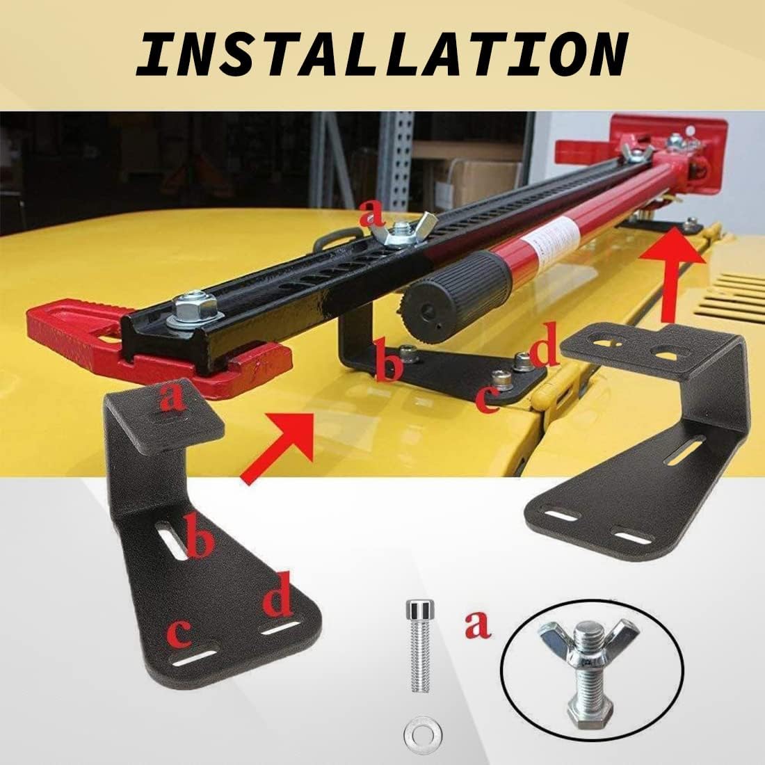 Black Jack Mounts tj, Hood Mounts Brackets Off Road Mounting Fit for Jeep Wrangler CJ 1944-1986/TJ 1997-2006/ YJ 1987-1995