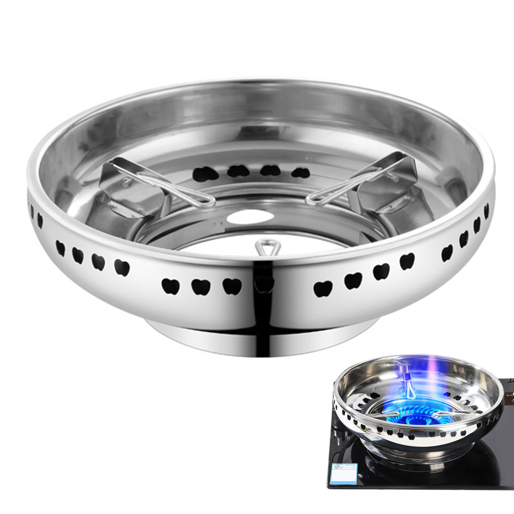 fkngcp Stove Pan Support Stainless Steel double Design Wok Stand for Gas Hob Windproof and Gather Fire Stove Pan Stand for Gas Accessories Support