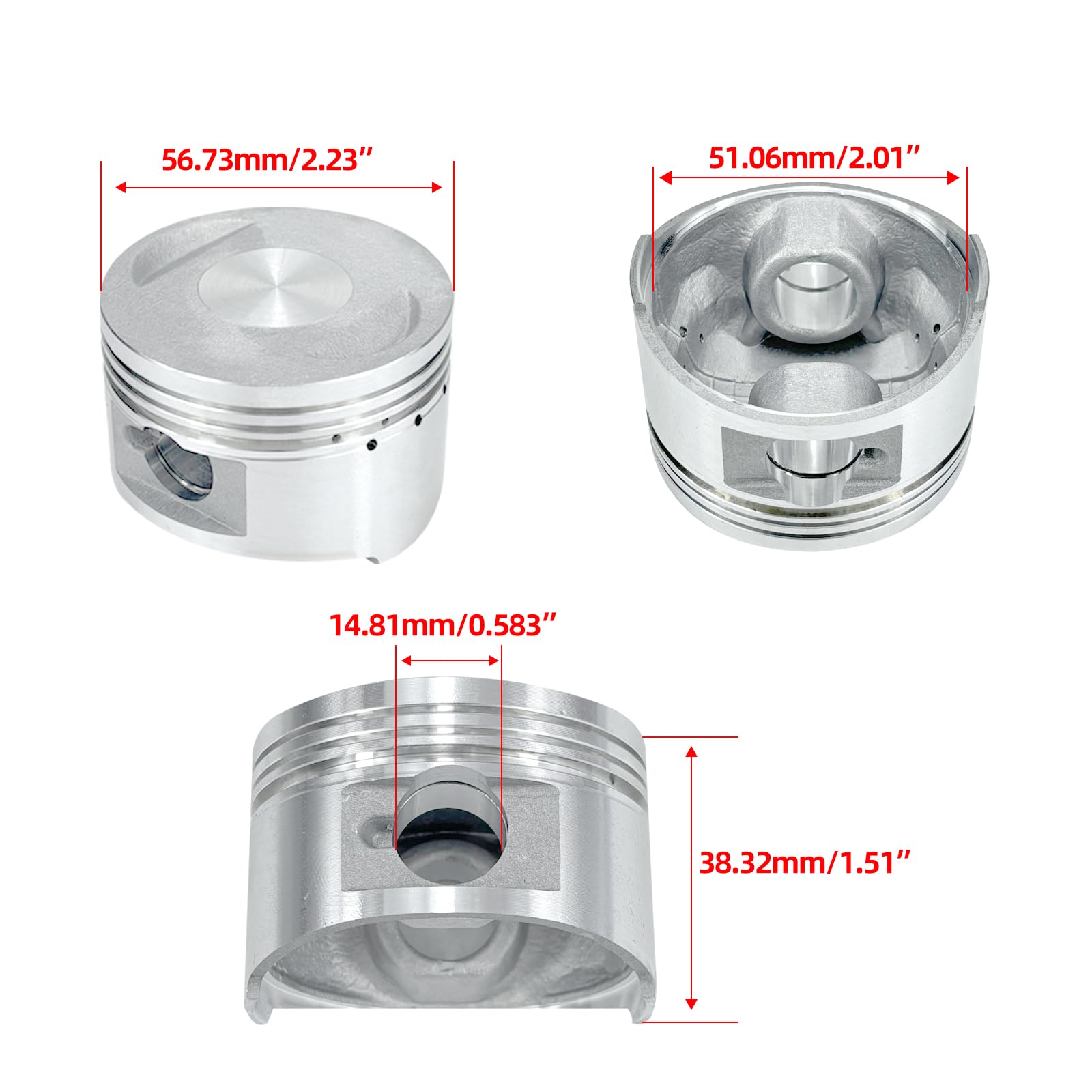 Kit testa cilindro 150 cc 57,4 mm adatto per GY6 4 tempi 157QMJ 152QMI Jonway, Jmstar, Roketa, Sunl, Tank, Peace, Taotao ATV ciclomotore Go Kart (non EGR)