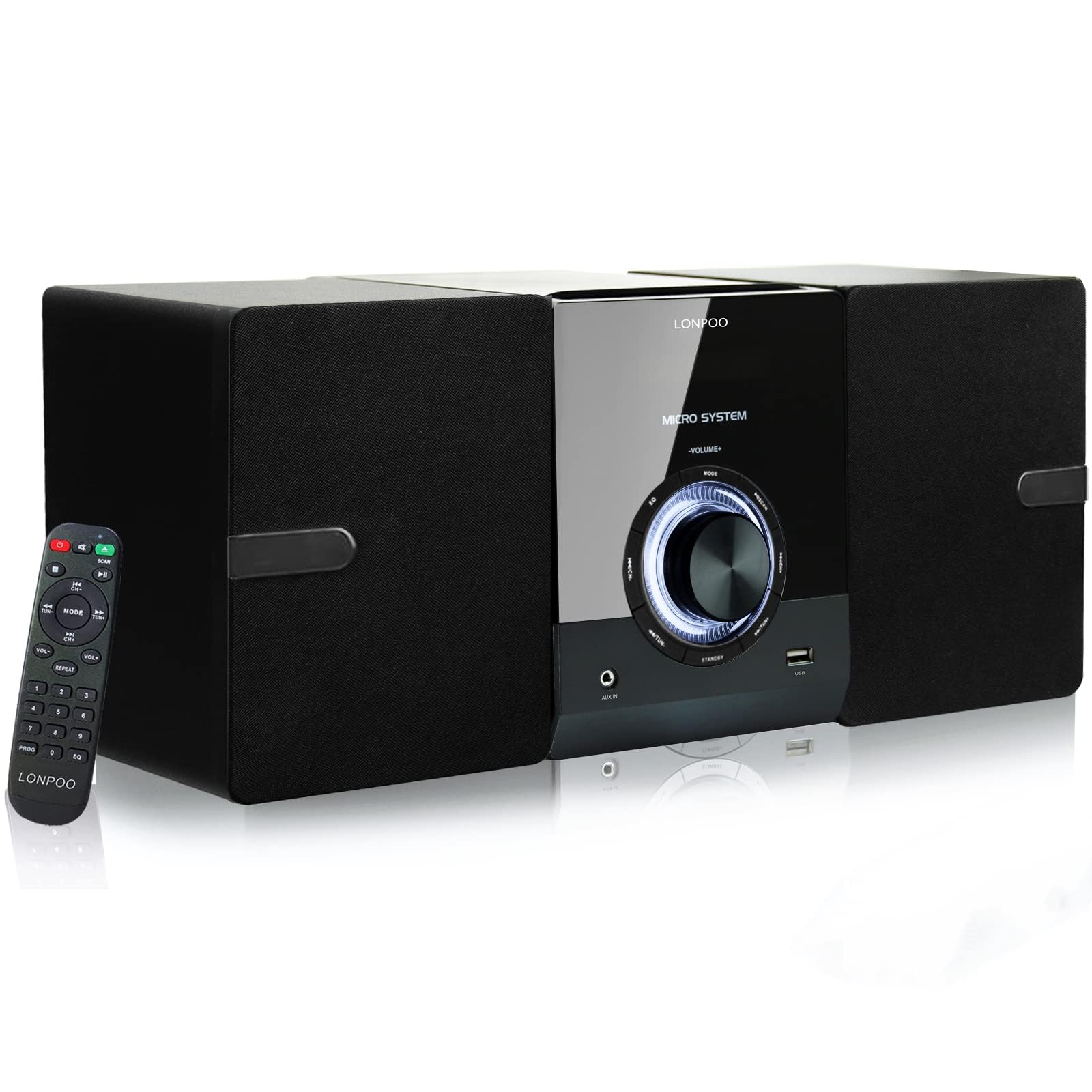 CDプレーヤー 30W CDステレオシステムミニコンポ FMラジオ Bluetooth対応 USB/AUX入力 ヘッドフォンジャック 日本語ボタン 日本語リモコン