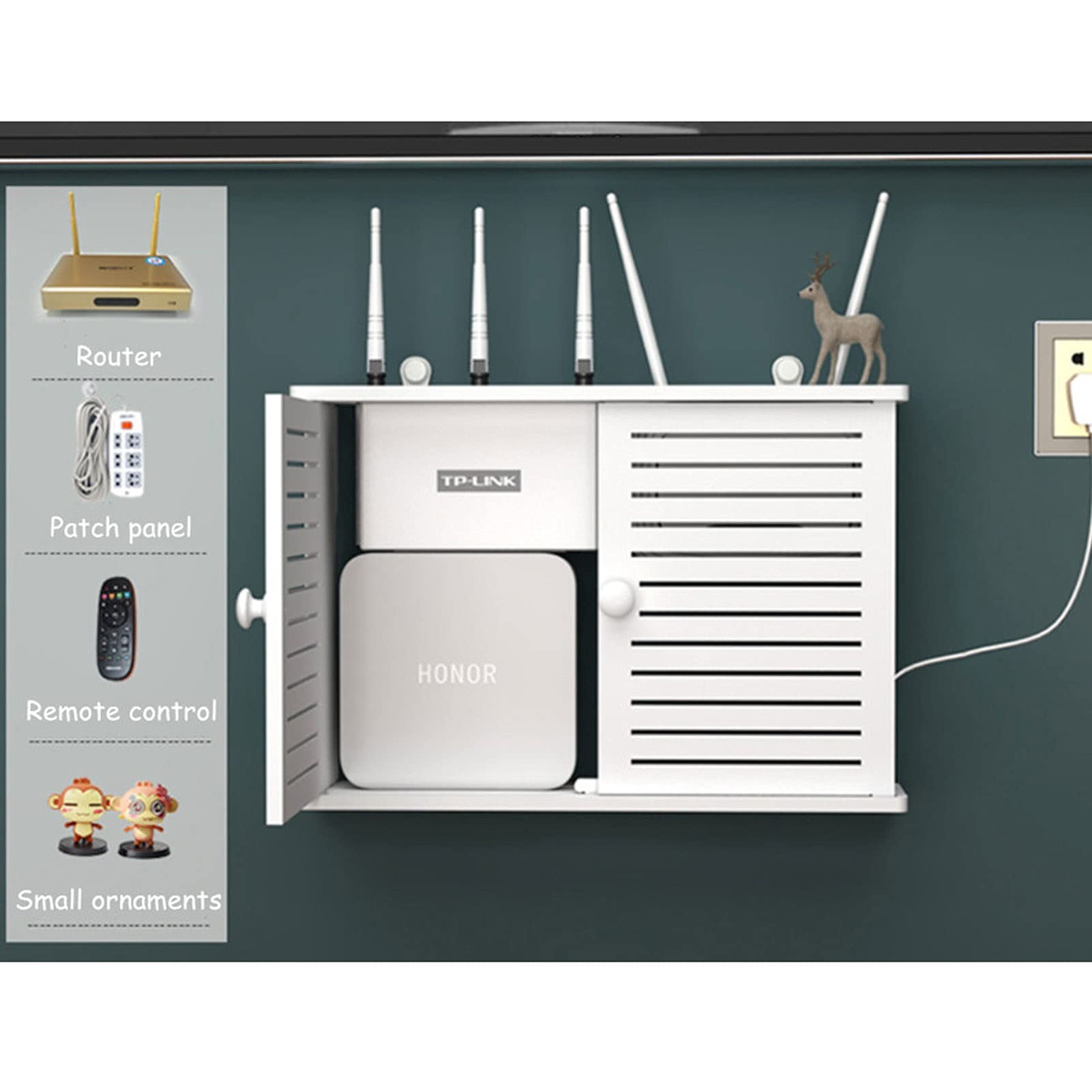 Moderno supporto da parete per centro di intrattenimento galleggiante per Sky Box, console di gioco, lettore DVD, decoder via cavo, router e telecomandi, mensola in metallo a 2 livelli per componenti