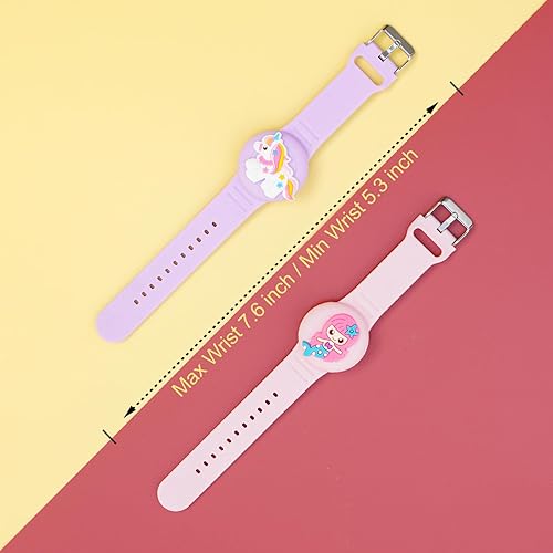 Miniatura 9 de XEEWEN Paquete de 2 bonitos soportes impermeables para Airtag para pulsera de reloj para niños y niñas, funda de pulsera Kawaii mariposa sirena para