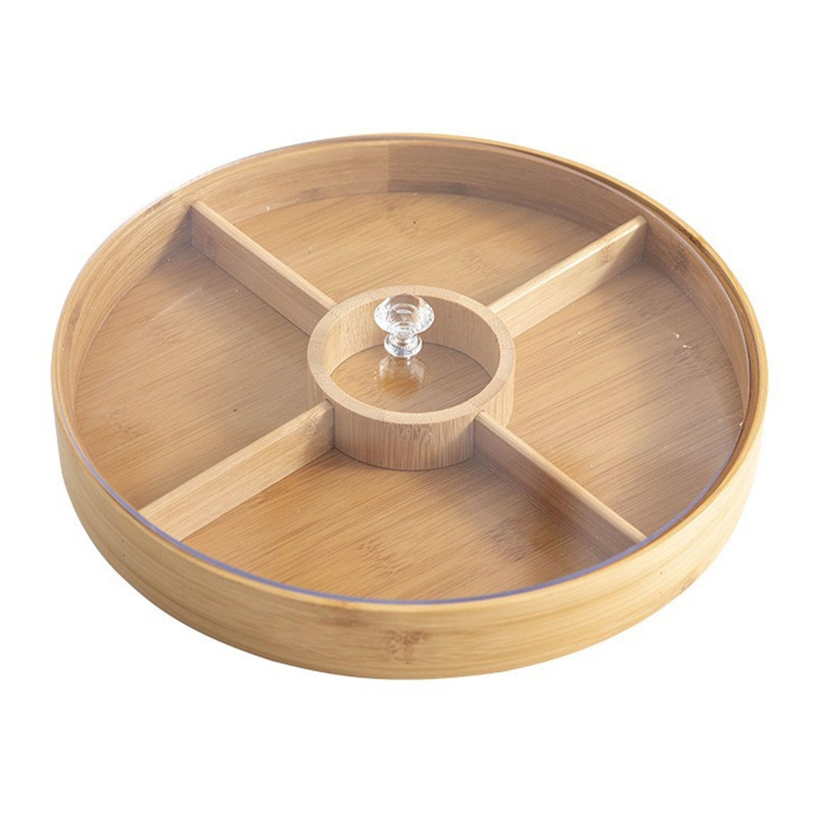 Plateau de service divisé en bois avec couvercle, boîte à goûter à 5 compartiments pour noix, fruits secs, collations sèches, plateau alimentaire et organisateur de rangement