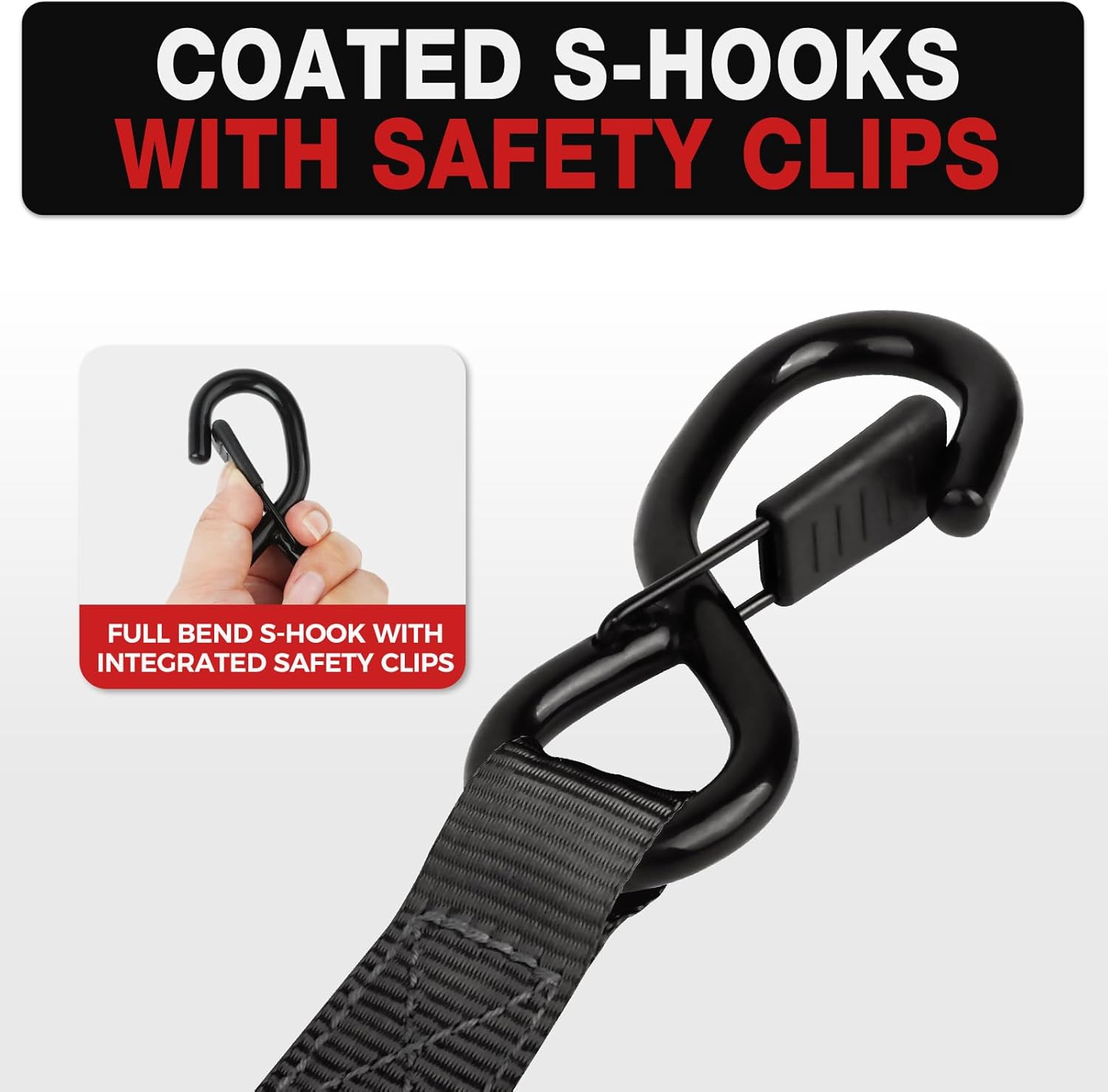 Retractable Ratchet Straps with Soft Loops (4 Pack)-(1,500lb Break Strength)-1 Inch x 12 Feet Heavy Duty Auto Self Retracting Tie Down Strap for Truck, Cargo Trailer, Motorcycle, Rad & More - Image 4