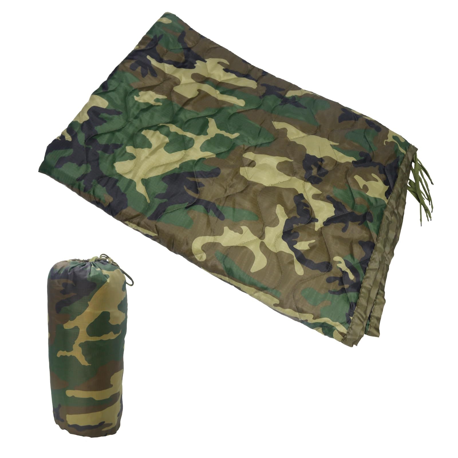 Military Woobie Blanket Thermal Insulated Poncho Liner Camping with Drawstring Carry Bag,Waterproof for Outdoor,Hiking (Woodland)