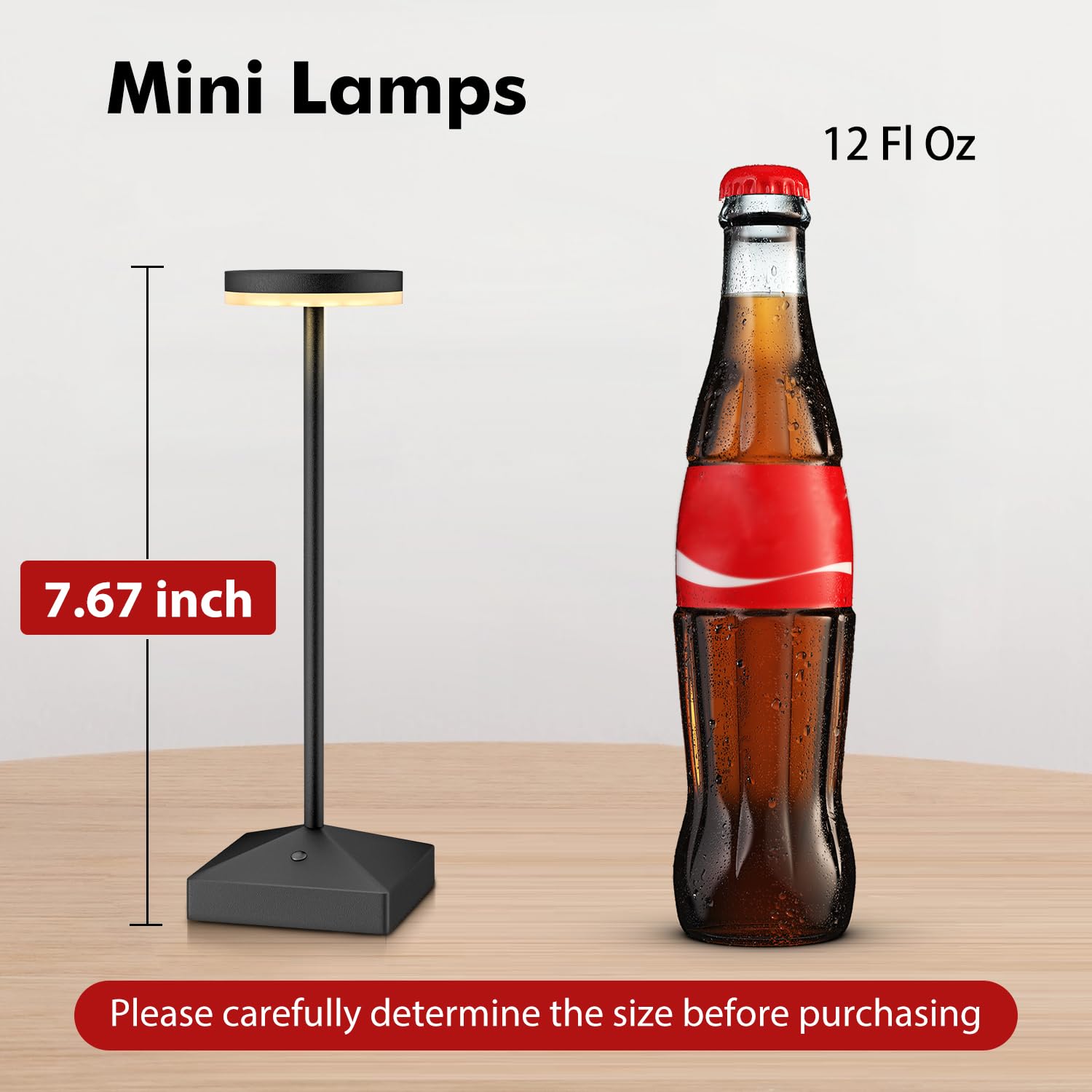 Confezione da 3 piccole lampade da tavolo ricaricabili senza fili, colore nero, dimmerabili | Senza fili, alimentato a batteria, luce notturna a LED portatile, per comodino, bagno, scrivania, esterno