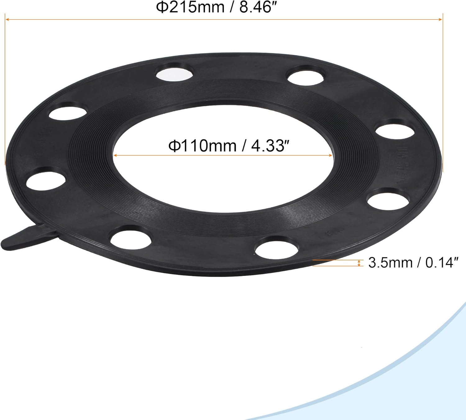 MECCANIXITY Rubber Flange Gasket Full Face for 4 Inch DN100 Pipe 8 Bolt Holes Black Flat Washer Pack of 2