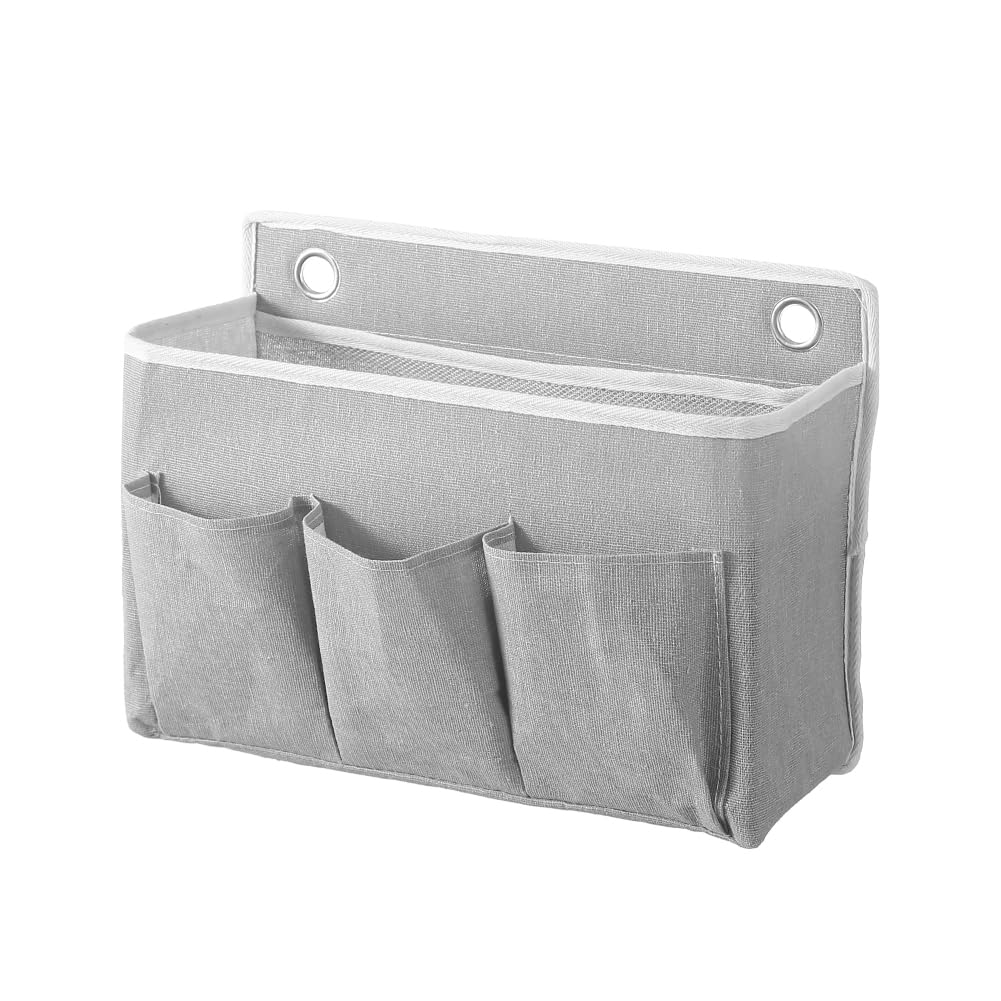croselyu Multifunctional Bedside Hanging Bag for Home Use, Fabric Hanging Basket for Dormitories, Bedside Organizer and Storage Bag for Magazines and Books, Dormitory Door Storage (Gray)