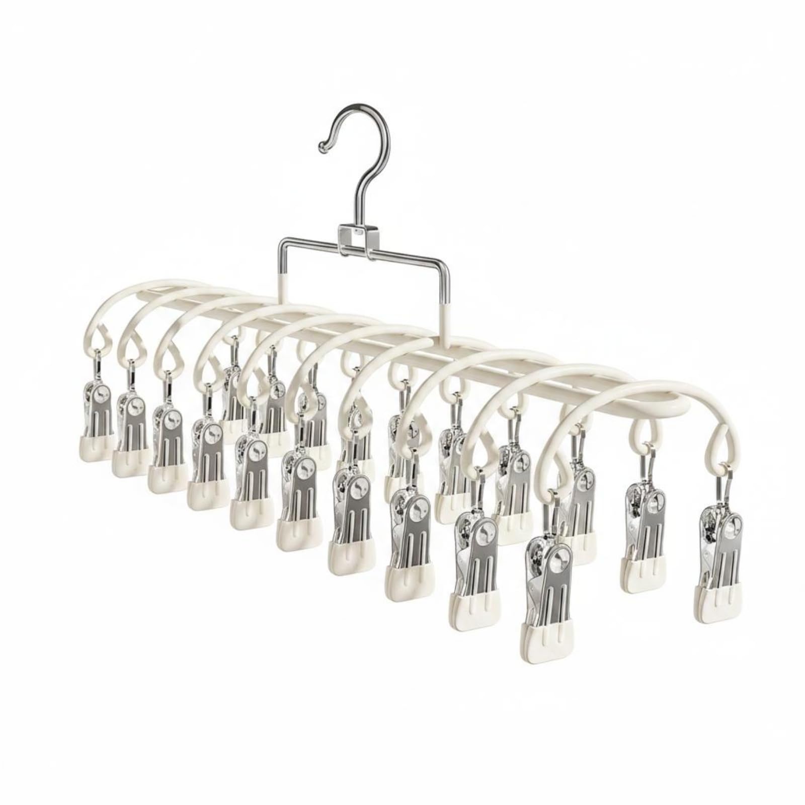 Stainless Steel Sock Drying Rack Long-Lasting Multi-Clamp Hanger Rustproof Sock Drying Rack for Balcony, Cream White | Clothes Drying Rack | Laundry Supplies | Household Supplies & Cleaning-picture-26