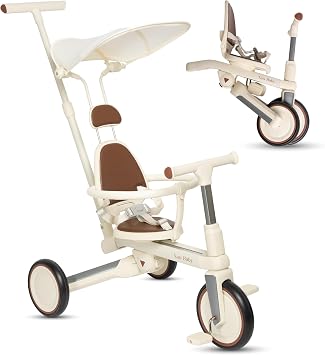 Nao Baby Tricycle et Draisienne Évolutive Multifonction avec Canne Parentale