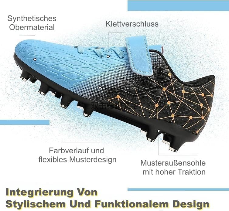 Kids Soccer Cleats Boys Girls Athletic Firm Ground Outdoor Football Shoes Training Running Sneakers for Little/Big Kid