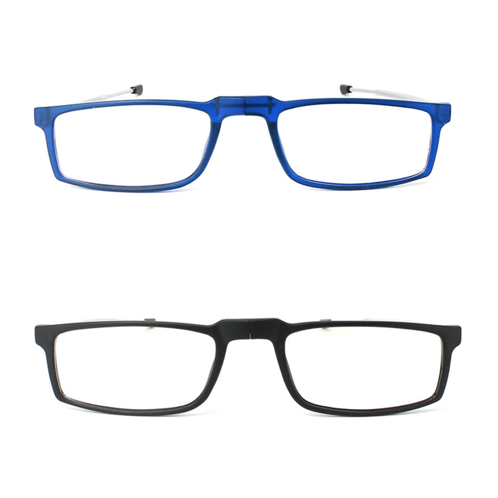 KoKoBin 2 pezzi Pieghevole Anti Luce Blu Occhiali da Lettura Per uomo e donna con fionda specchio telescopico gambe con una scatola portatile Per viaggiare +2.0