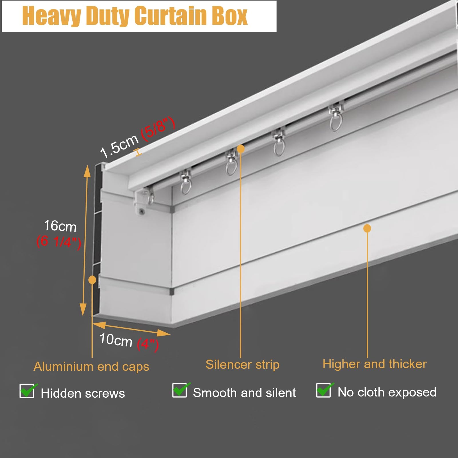 Rail de rideau blanc - Longueur personnalisable - Rail de rideau avec glissières et butée pour fenêtre, 5,2 m