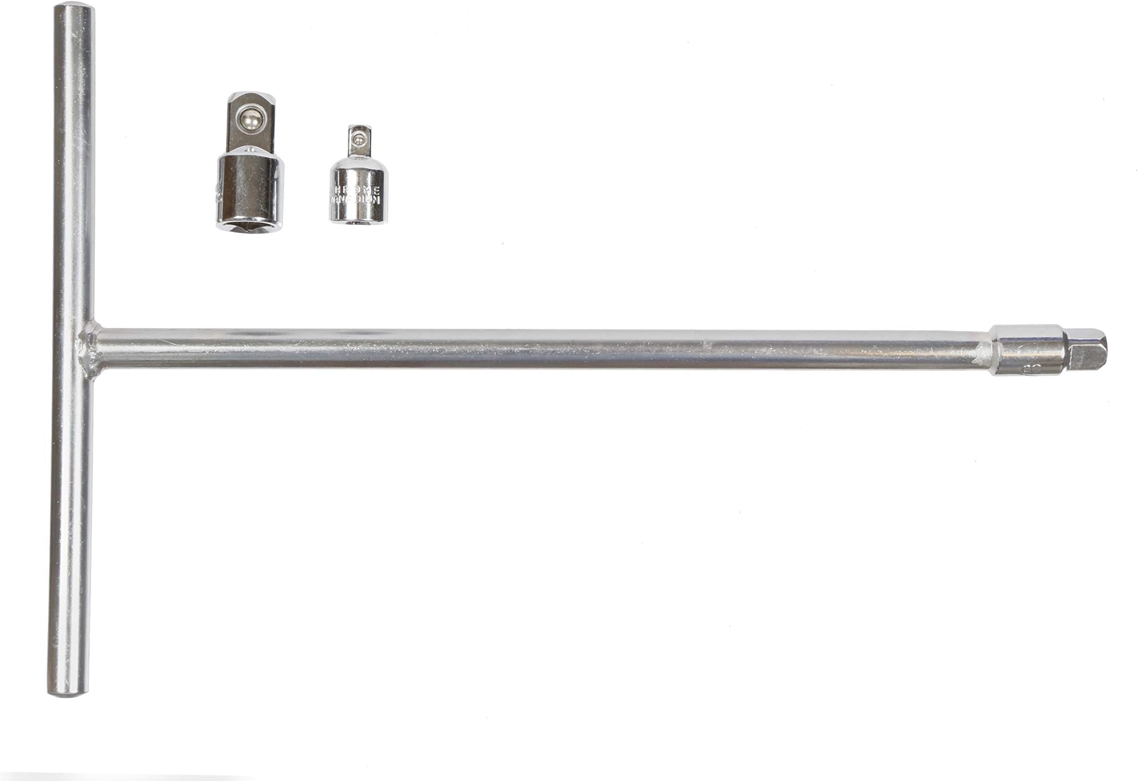 3/8" Drive T Handle Wrench, Chromium Vanadium Steel | Long Reach | Includes 3/8" and 1/2" Adaptors