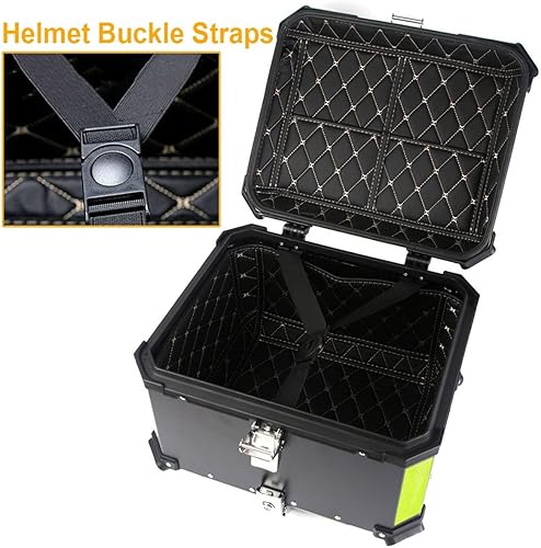 Miniatura 5 de Motorcycle Top Case Aluminum Tail Box,45 55 65L Motorcycle Trunk Box,Motorcycle top Box Luggage Trunk Lockable with Backrest,Base Plate (Color :