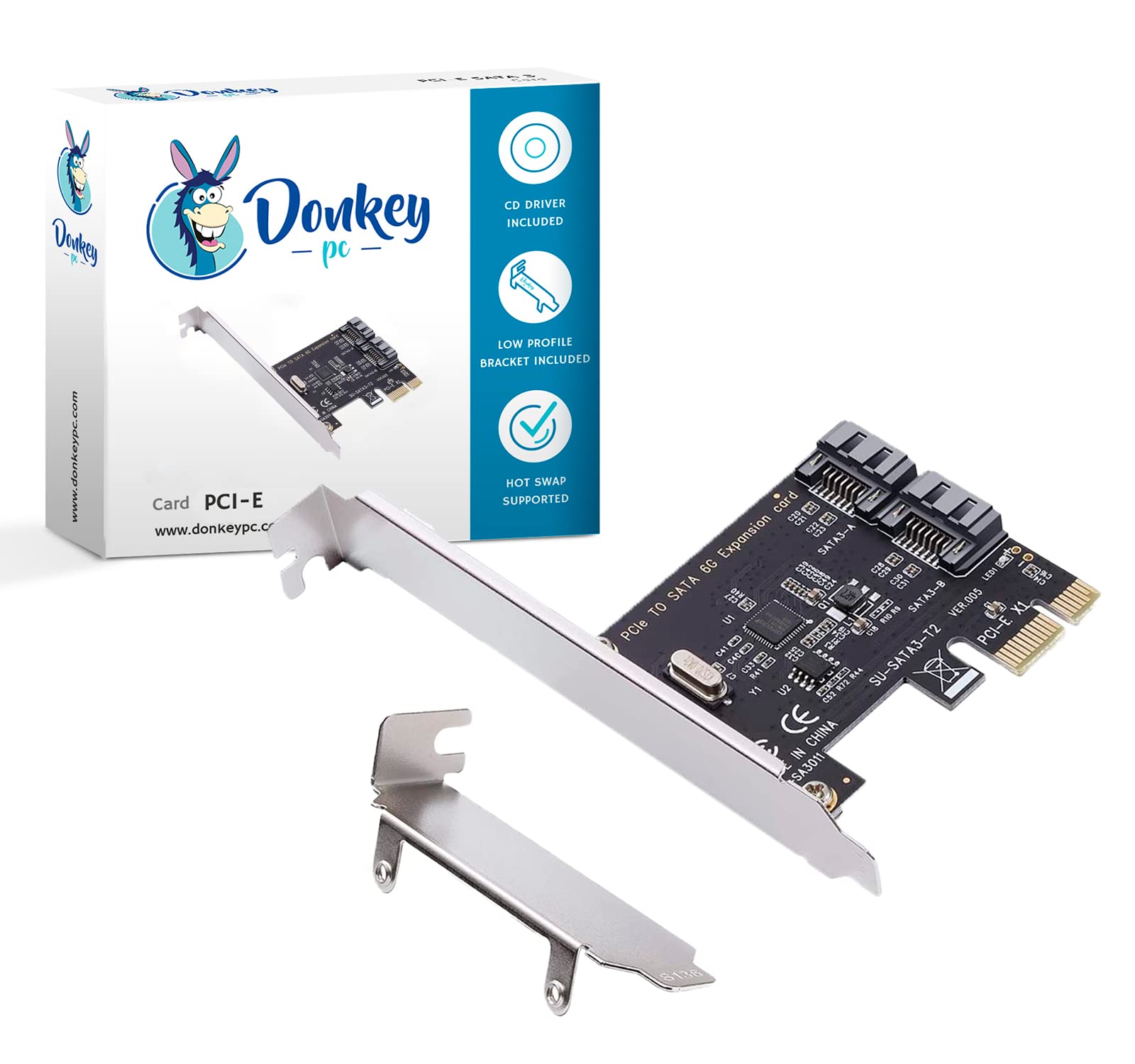 Donkey pc SATA II and IDE Adapter Converter over PCI Express Port Extension Card with 2 x SATA2 + 2 x ATA for Desktop Computer. Supports 2 Ports 3.0 Gbps on SATA II.