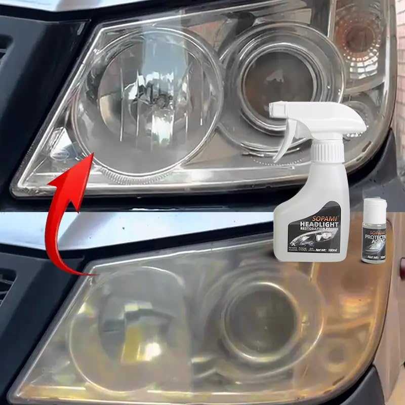 SOPAMI Automotive Headlight Restoration Kit Oxidized and Yellowed Automotive Headlamps Blurring Enhanced Crystallization Coating Refurbisher,Maximum Gloss & Shine – Extremely Hydrophobic - Image 6