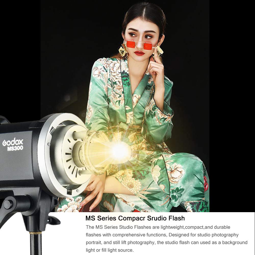 GODOX MS300 estroboscópico 300 WS con Lámpara de Modelización 150W Montura Bowens para Interior Estudio Retrato Fotográfico (MS300)
