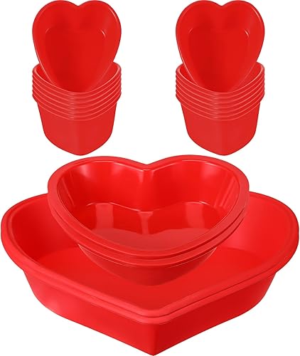 Miniatura 8 de Leriton 12 moldes de silicona para pastel de corazón de 5.5 pulgadas, moldes de silicona reutilizables en forma de corazón, molde antiadherente para
