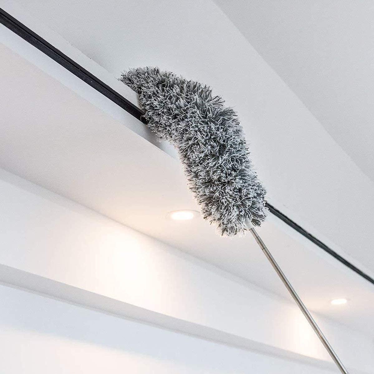 BAtlam Strumento di inclinazione dello spolverino per spolverare Spolverino per spolverare per la Pulizia della casa Spolverino per spolverino per Auto Spolverini di Piume (35x83cm|Grigio)