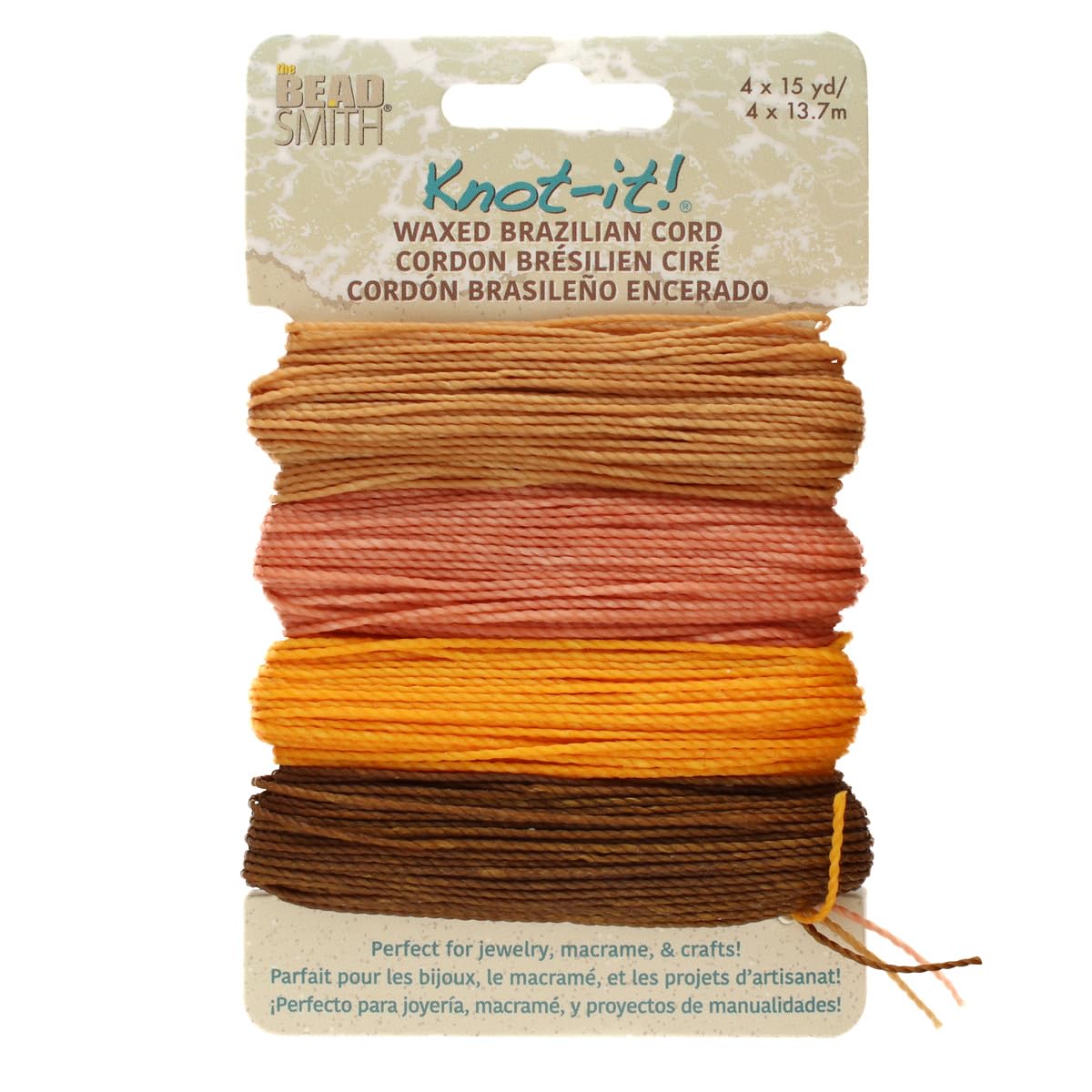 The Beadsmith Knot It woskowany sznurek poliestrowy – przyprawa dyniowa – średnica 1 mm, 4 sznurki, każda po 15 jardów – stwórz biżuterię, makramę, bransoletki przyjaźni i rękodzieło DIY