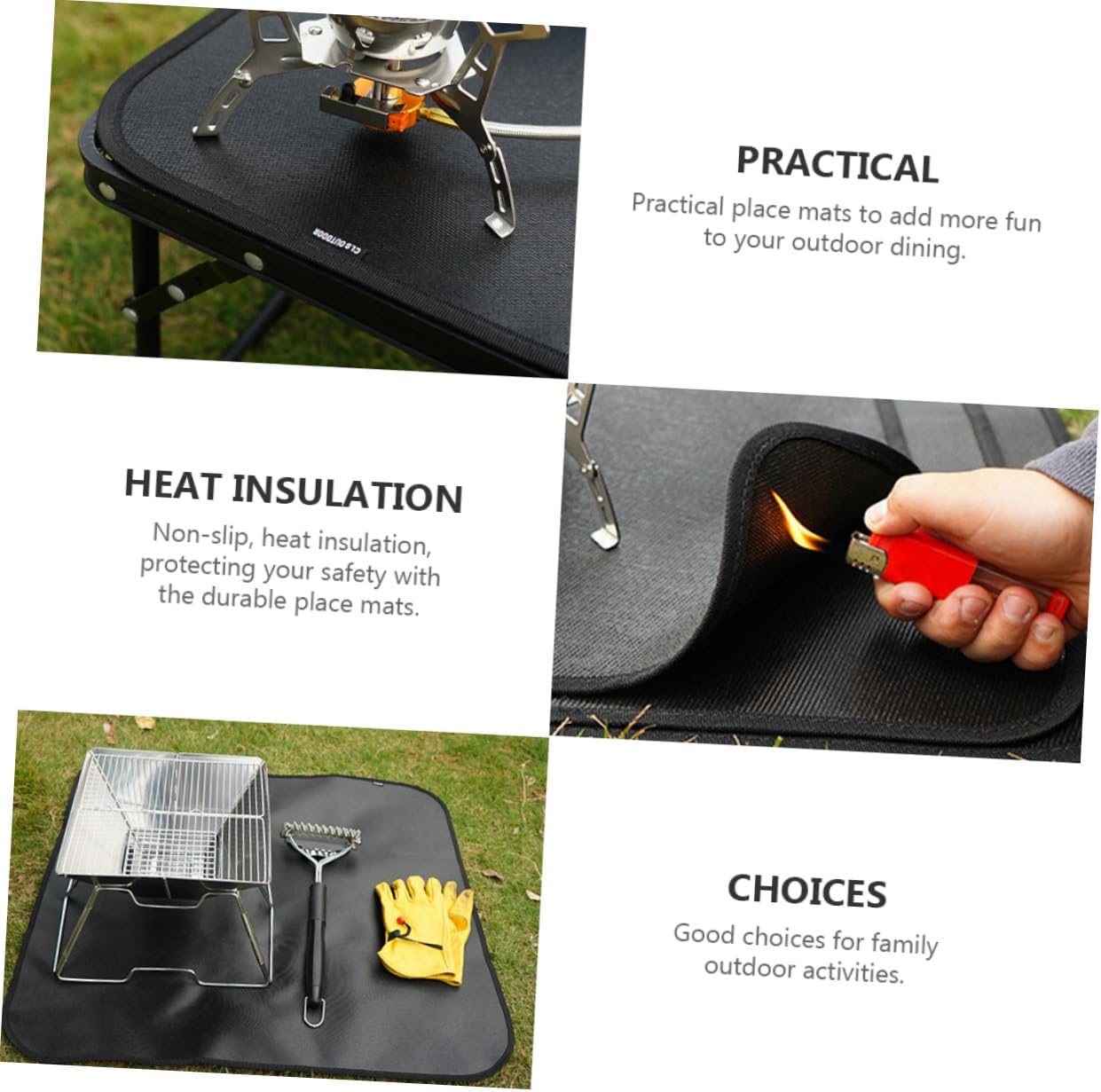 Fireproof Heat-Resistant Camping Mat for Barbecue and Outdoor Activities Foldable Lightweight Fire Retardant Blanket with High Temperature Resistance Protective Under Grill Pad for