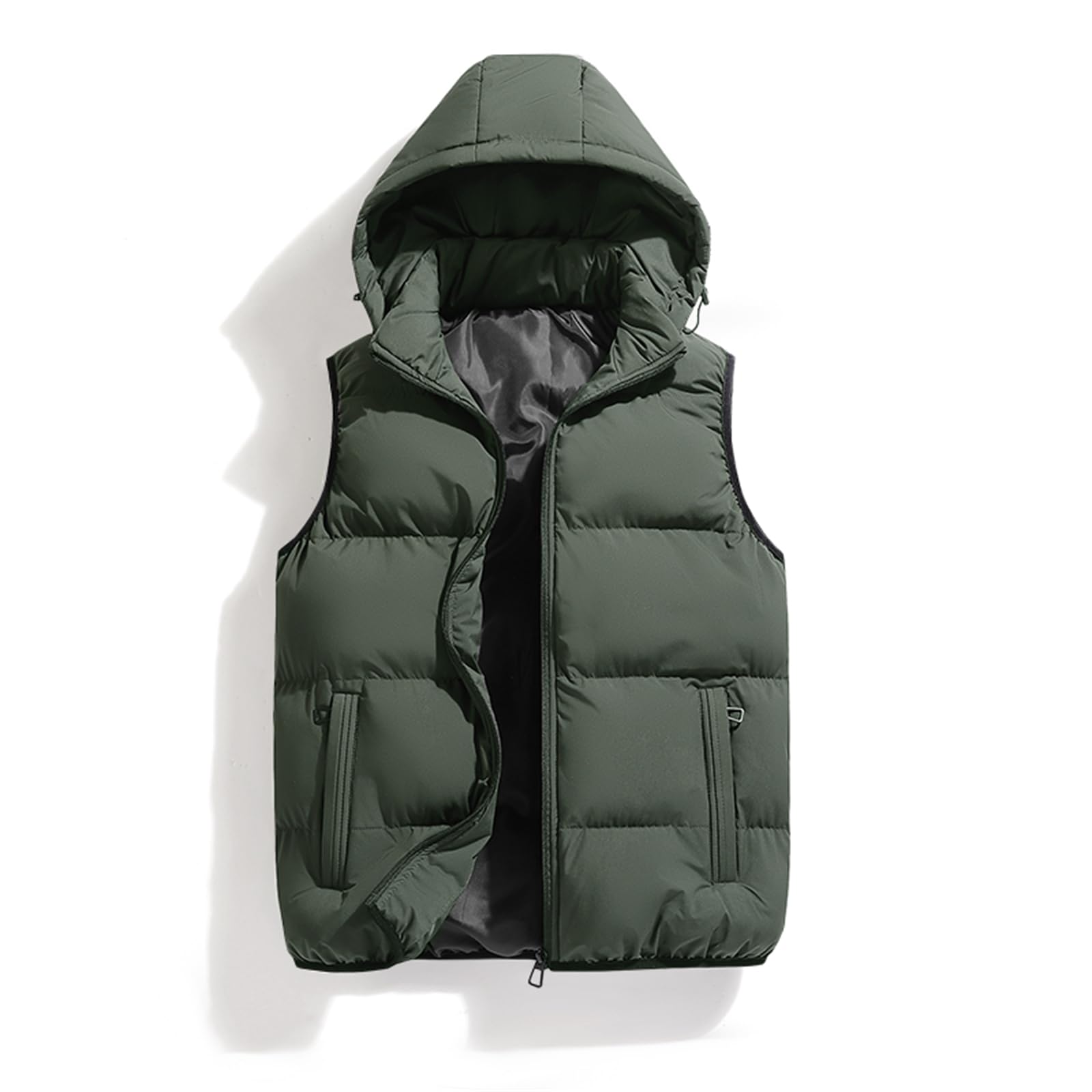 hathne Men's Winter Puffer Vest Sleeveless Warm Zipper Lightweight Jacket Vest with Removable Hood-picture-27