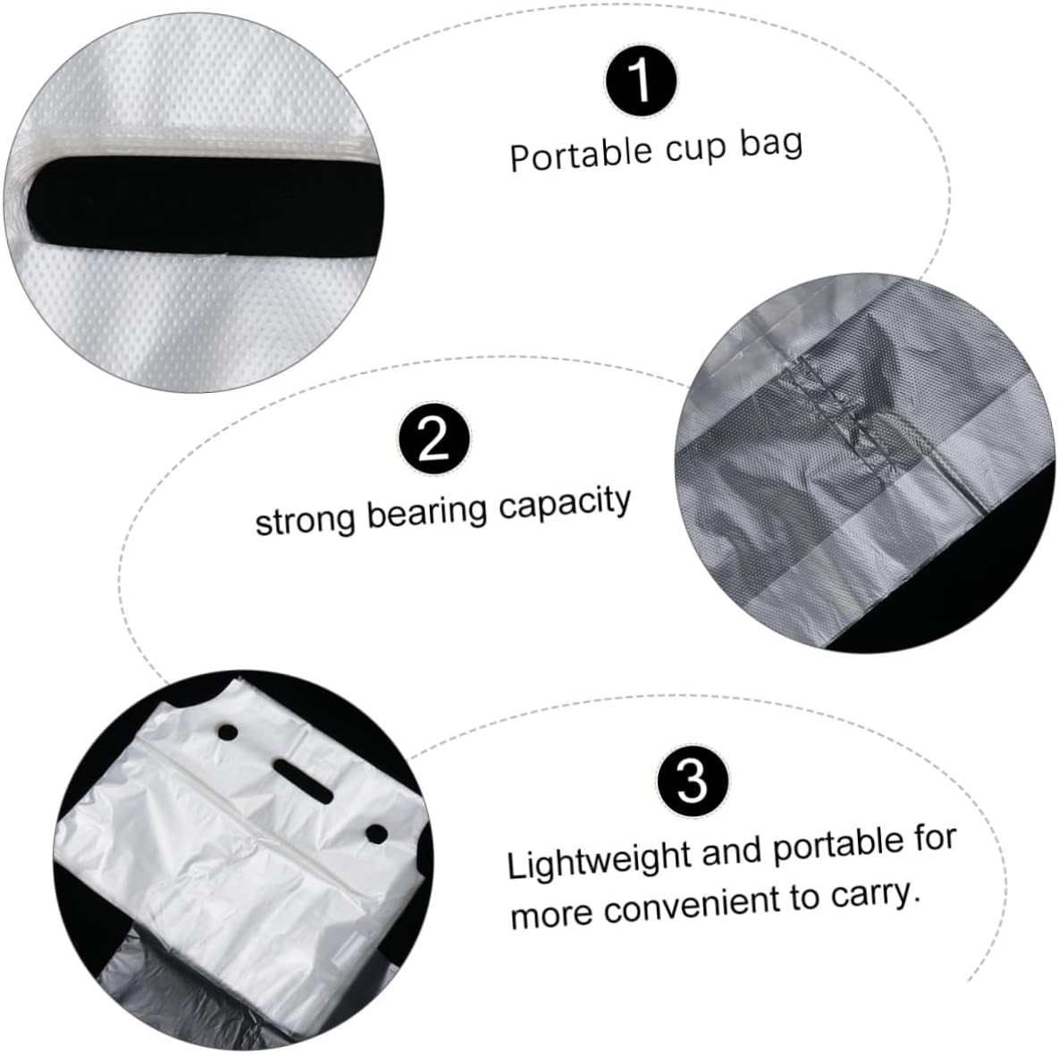 DECHOUS 100pcs Disposable Plastic Portable Milk Tea Bags Take-out Beverage Carrier for Cafes Tea Shops and Bars Lightweight Drink Holders