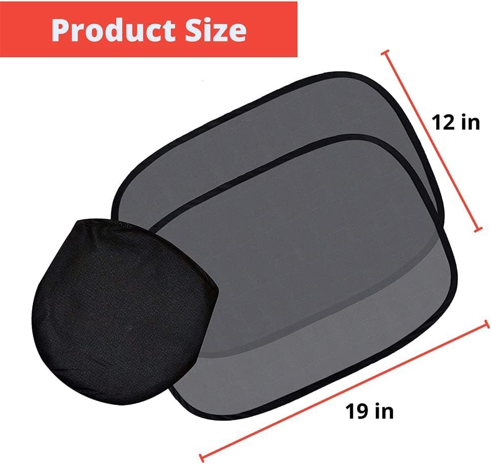 Car Window Shade 19″x12″ (2 Pack), Car Sun Shade for Side and Rear Window Sun Heat and UV Rays