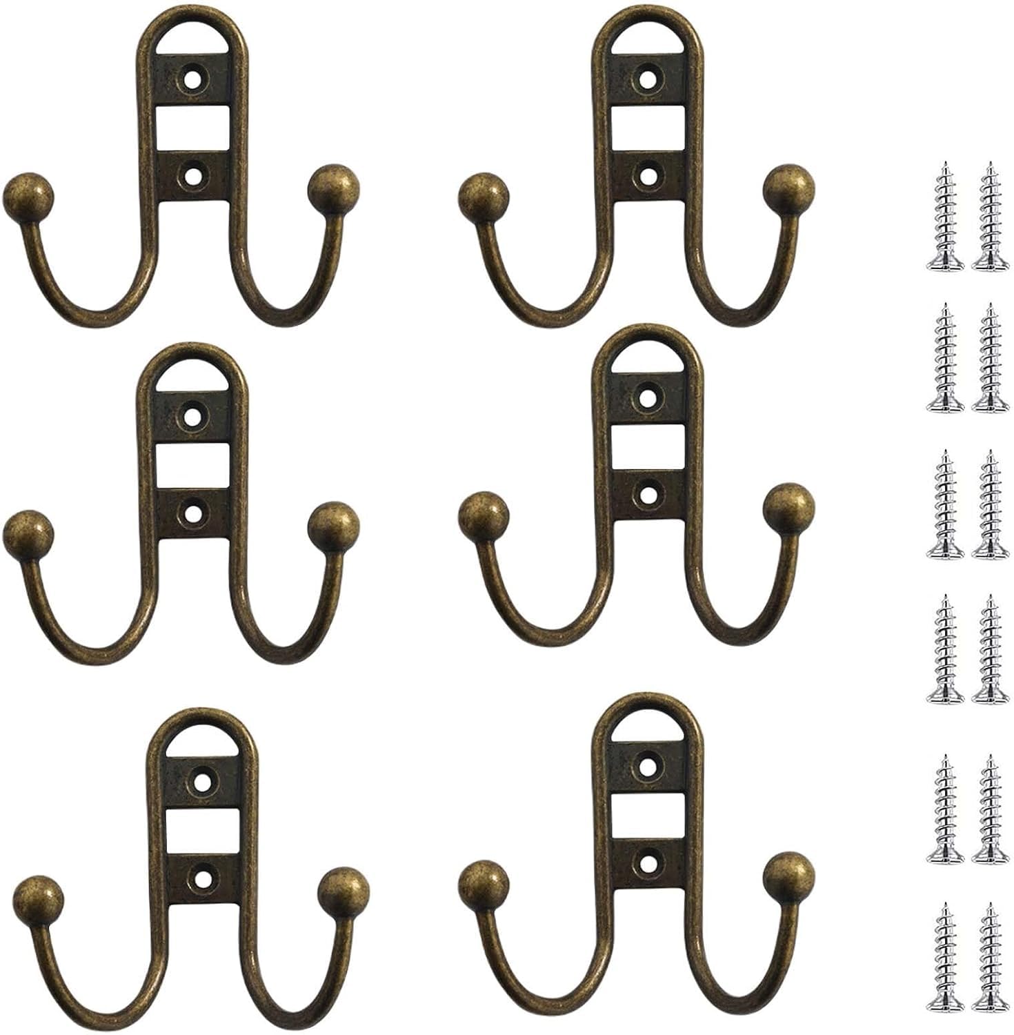 MOPAHCVT Clothing Racks Coat Hooks,6PCS Wrought Iron, Coat Hooks for Behind Kitchen and Bathroom Doors(Bronze 68mm)