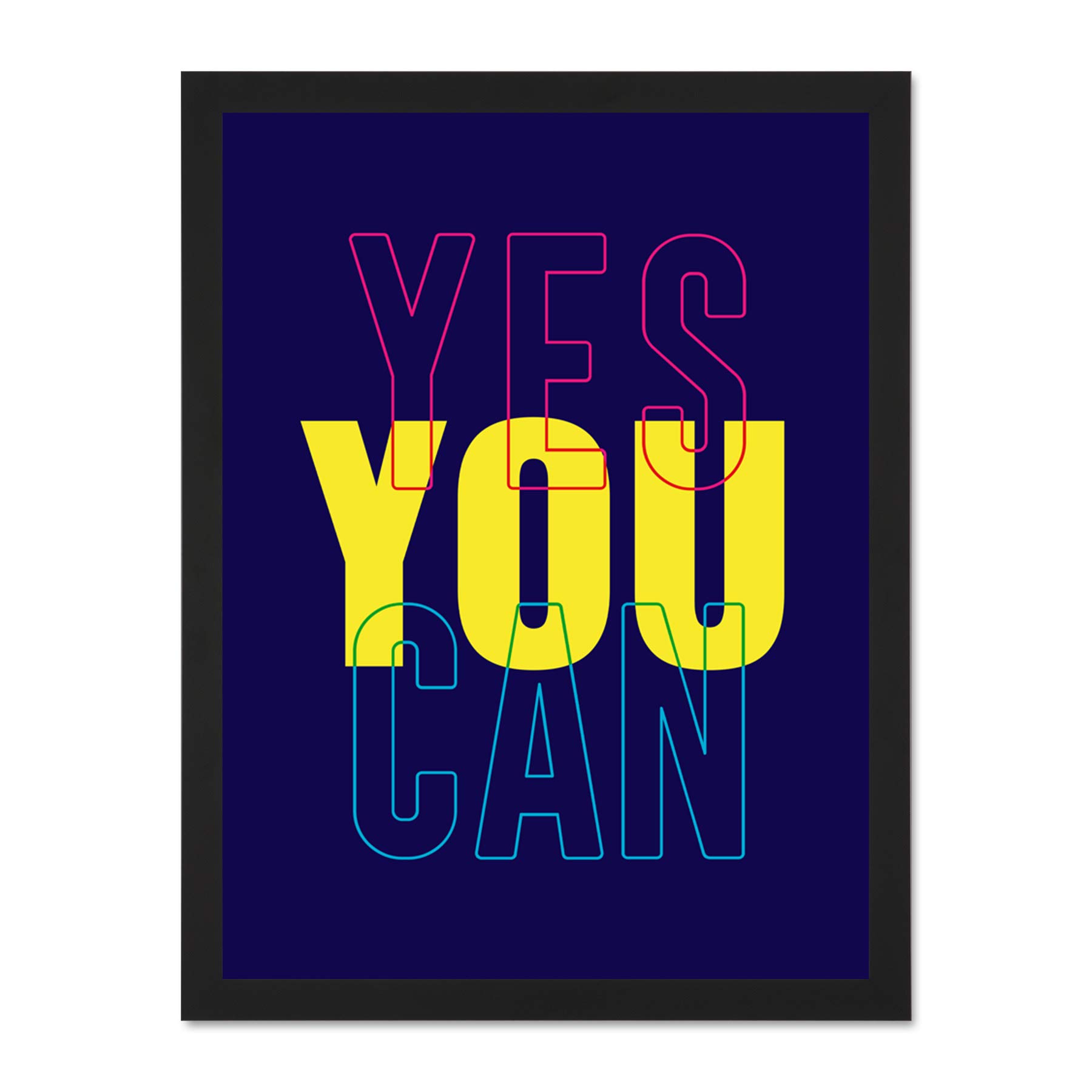 Wee Blue Coo Positivity Yes You Can Typography Large Framed Art Print Poster Wall Decor 18x24 inch