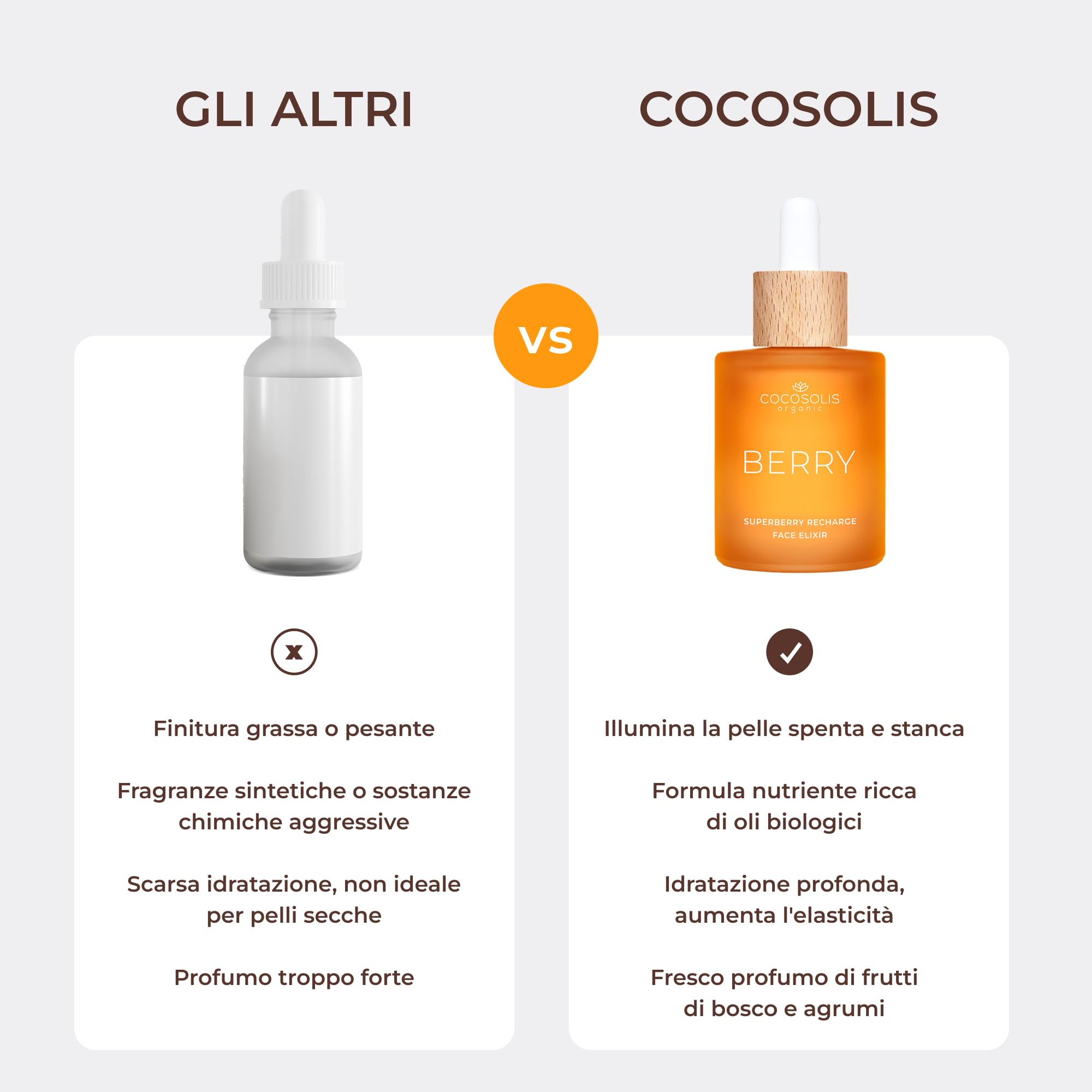 COCOSOLIS BERRY Superberry Recharge Face Elixir, elisir viso con oli biologici, cura quotidiana vegana con vitamina E e oli attivati enzimatici