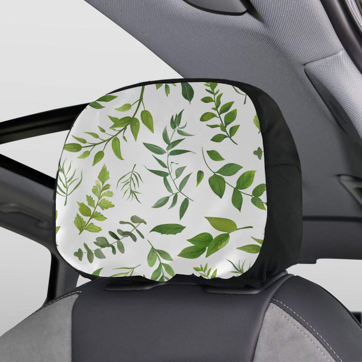 Universal Car Headrest Cover Seamless Eucalyptus Palm Fern