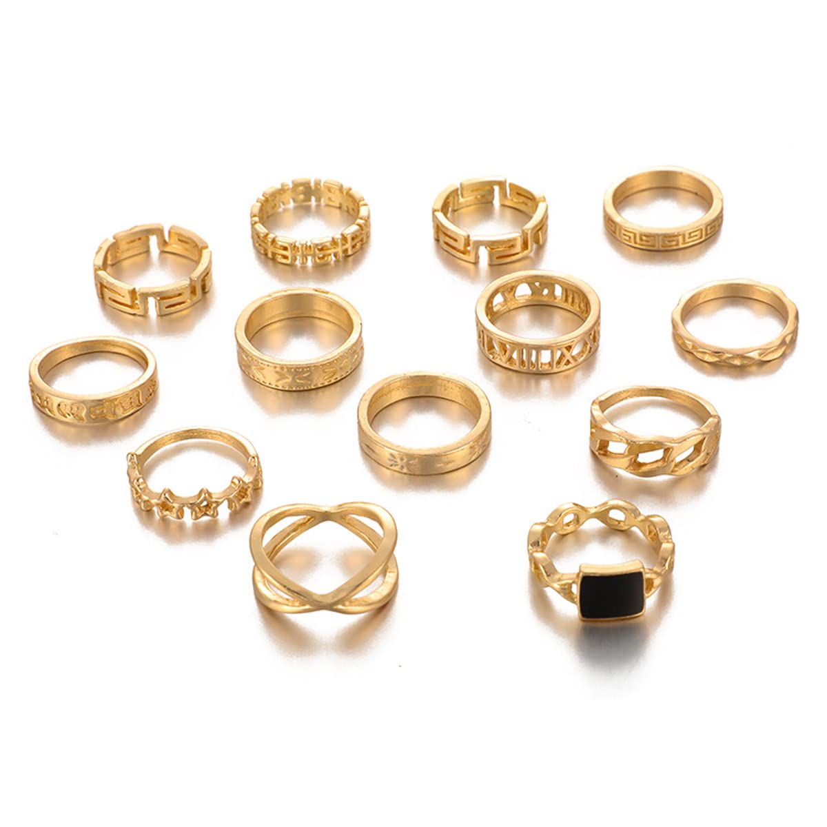 Jewels Galaxy Jewellery For Women Gold Plated Contemporary Stackable Rings Set of 13 (JG-PC-RNGI-977) (B0BLSX8BGP) Amazon Price History, Amazon Price Tracker