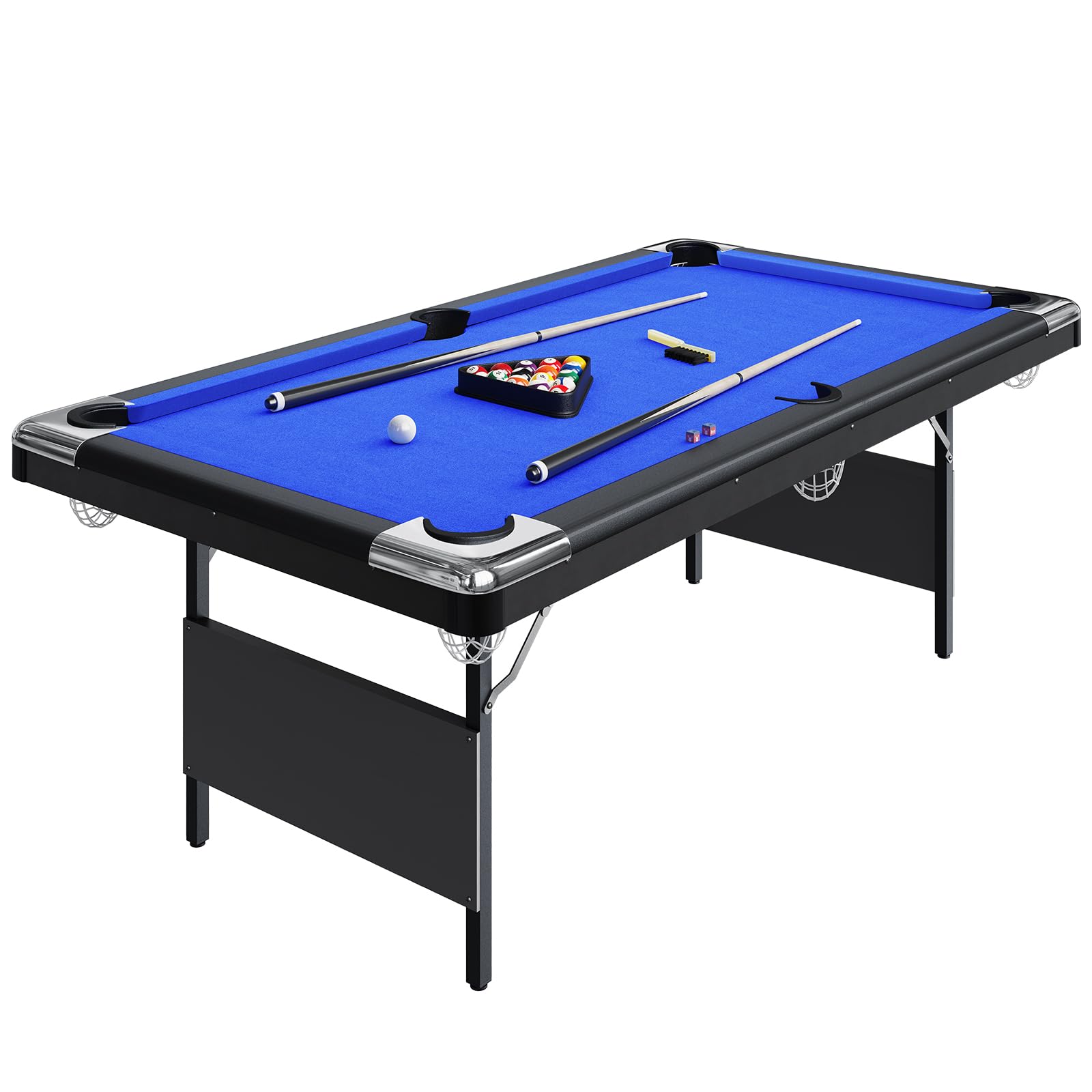 Garvee 7 Billiards Table, Adults Folding Billiards Tables, Portable Pool Table, Pool Tables Set for Family Game Room, Adult Rrec Room, Basements, Man Cave or Garage