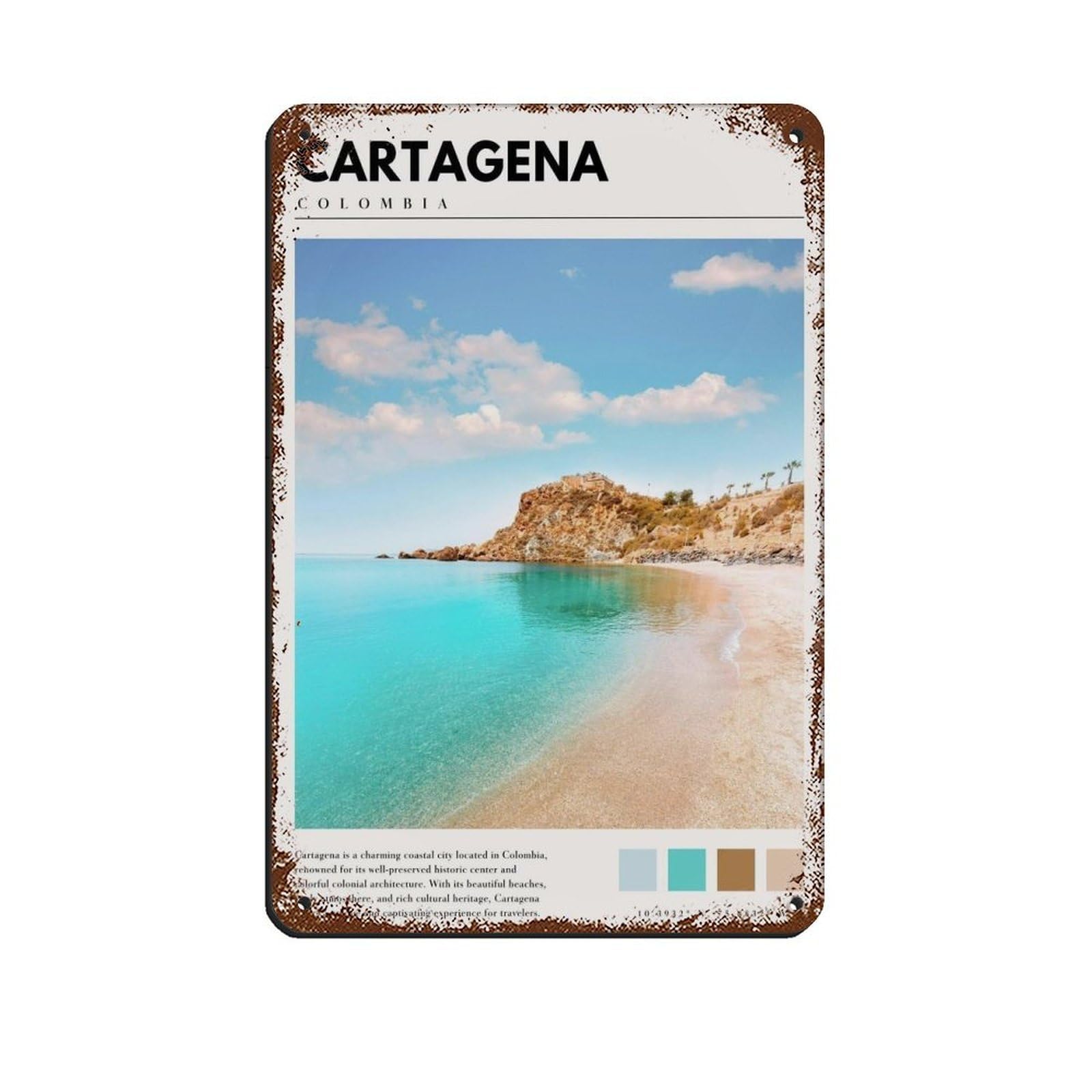 Cartagena Art Cartagena Photography Poster Retro Poster Metal Tin Sign Chic Art Retro Iron Painting Bar People Cave Cafe Family Garage Poster Wall Decoration 8x12inch(20x30cm)