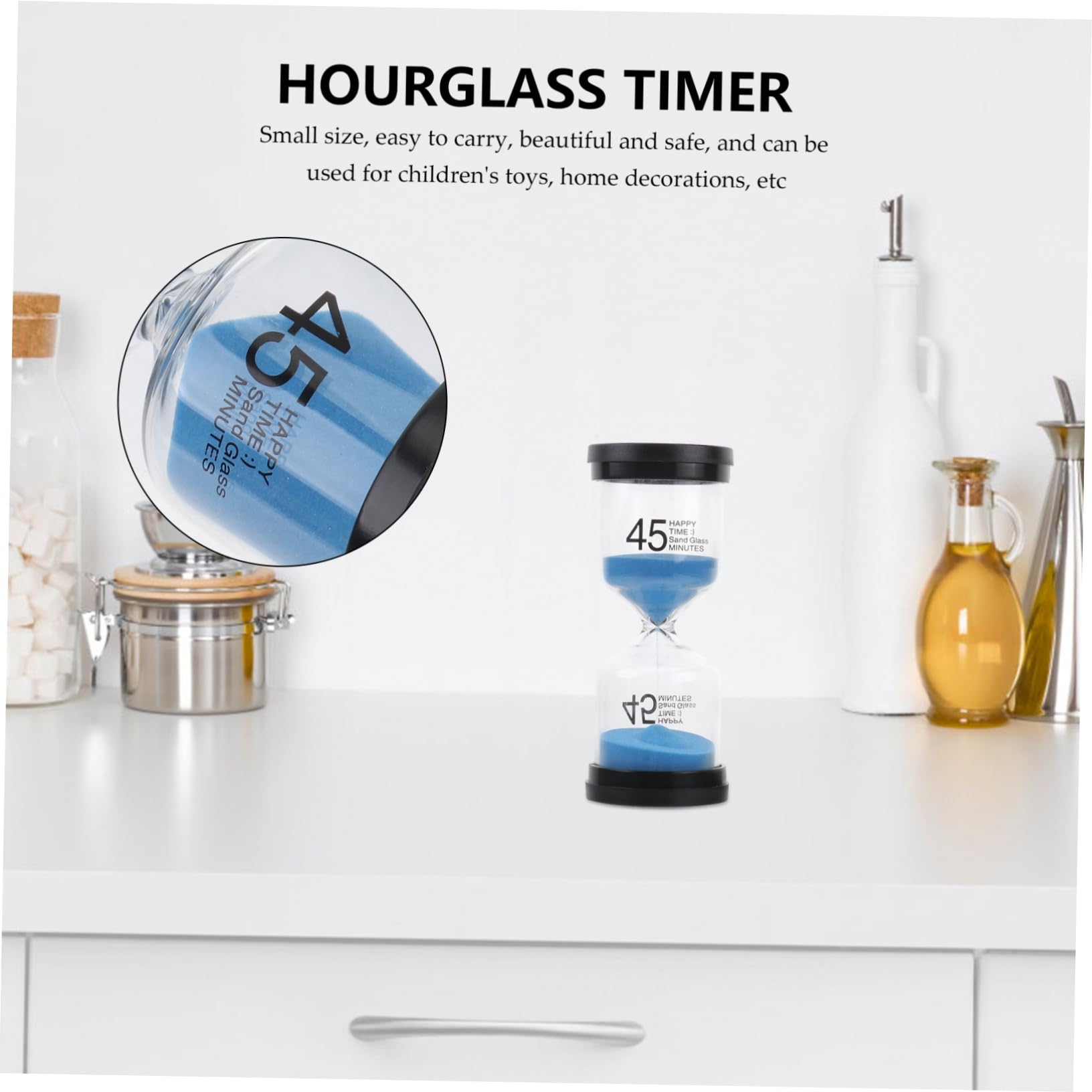3 Stück Tisch Sanduhr aus Glas und Kunststoff für Zuhause