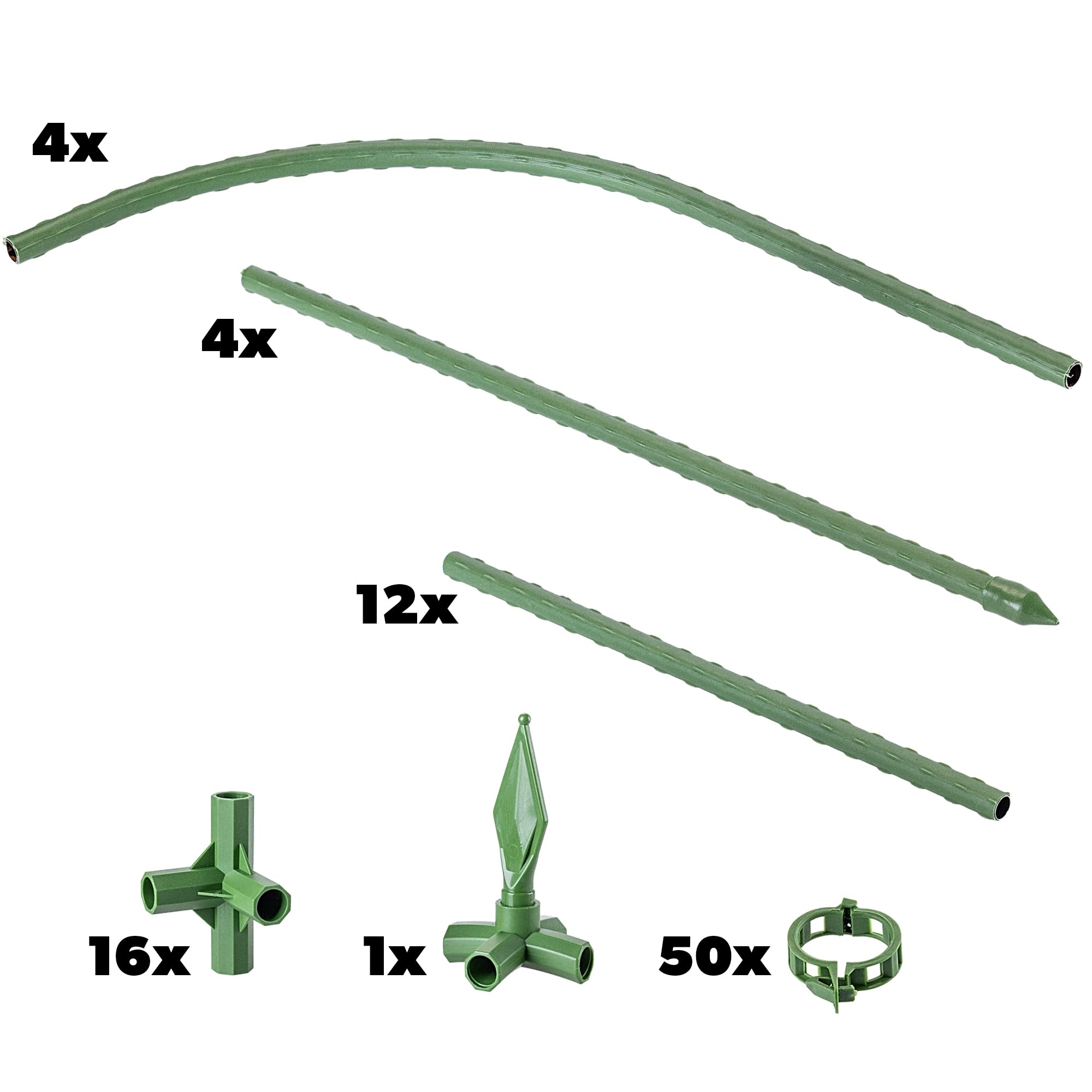 KADAX 2er Set Obelisk Rankhilfe 176 x 32 cm, Rankgitter mit 50 Pflanzenclips für Tomaten, Rosen & Kletterpflanzen, Pflanzenstützen aus Metall mit Kunststoffbeschichtung