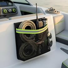 Boat Storage Bag, 13x9 Inch Self-Adhesive Mesh Organizer for RV Camper, Waterproof Marine Net for Boating Accessories, Easy Install Box Alternative