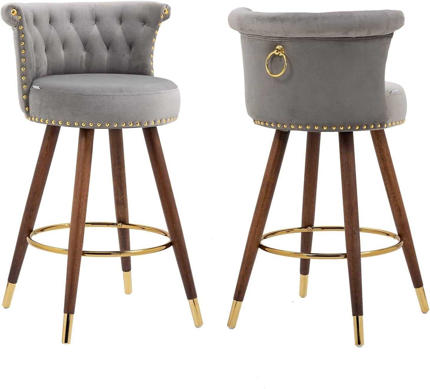 LinUtrend 360°Swivel Counter Height Bar Stools Set of 2