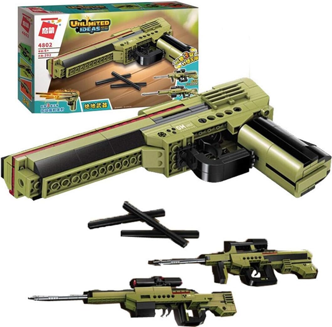 HOCHE Gun Model Kits for Kids Desert Eagle 3-in-1, 202 Pcs Model Kit Building Blocks Gun DIY Can Launch Weapon Military Model Toy, Improve Kid's Concentration