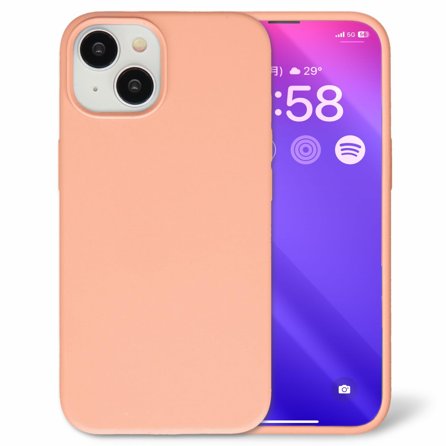 Amazon.co.jp: 【横トナ】iPhone 13用 シリコンケース 【コーラル 