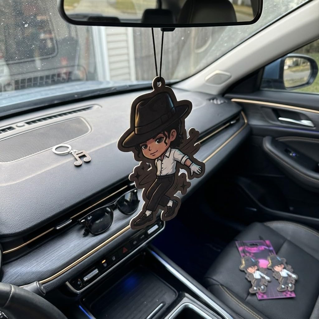 PumpCar Jackson 2 Pieces Double-Sided Hanging Vanilla Scented Retro Car Air Freshener Cool Hanging Air Freshener for Rearview Mirror Car Interior Accessories Household Gift for Fans Kids Teens Men Fun image 3