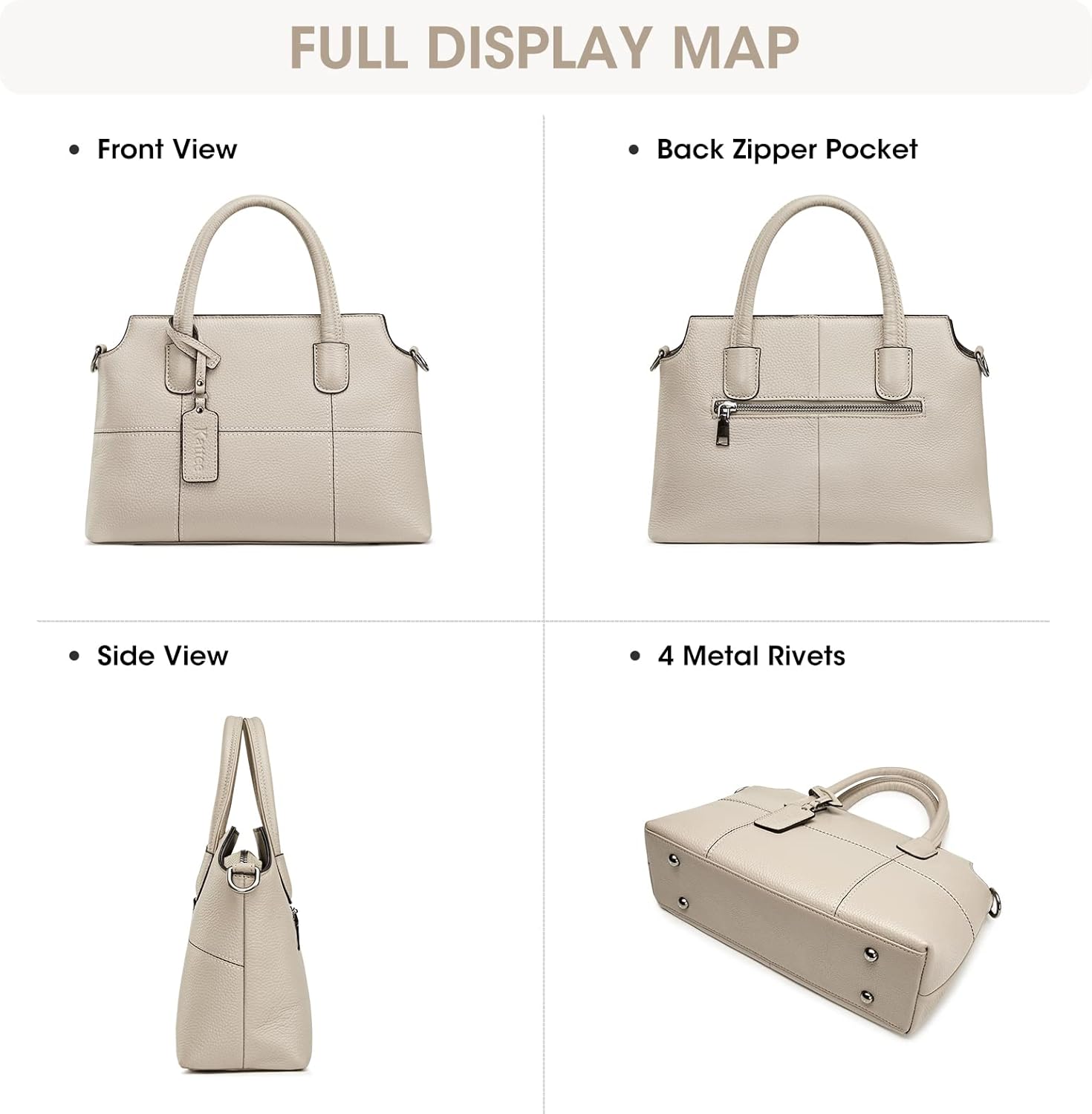 Kattee Genuine Leather Handbags for Women, Soft Hobo Satchel Shoulder Crossbody Bags Ladies Purses - Image 8