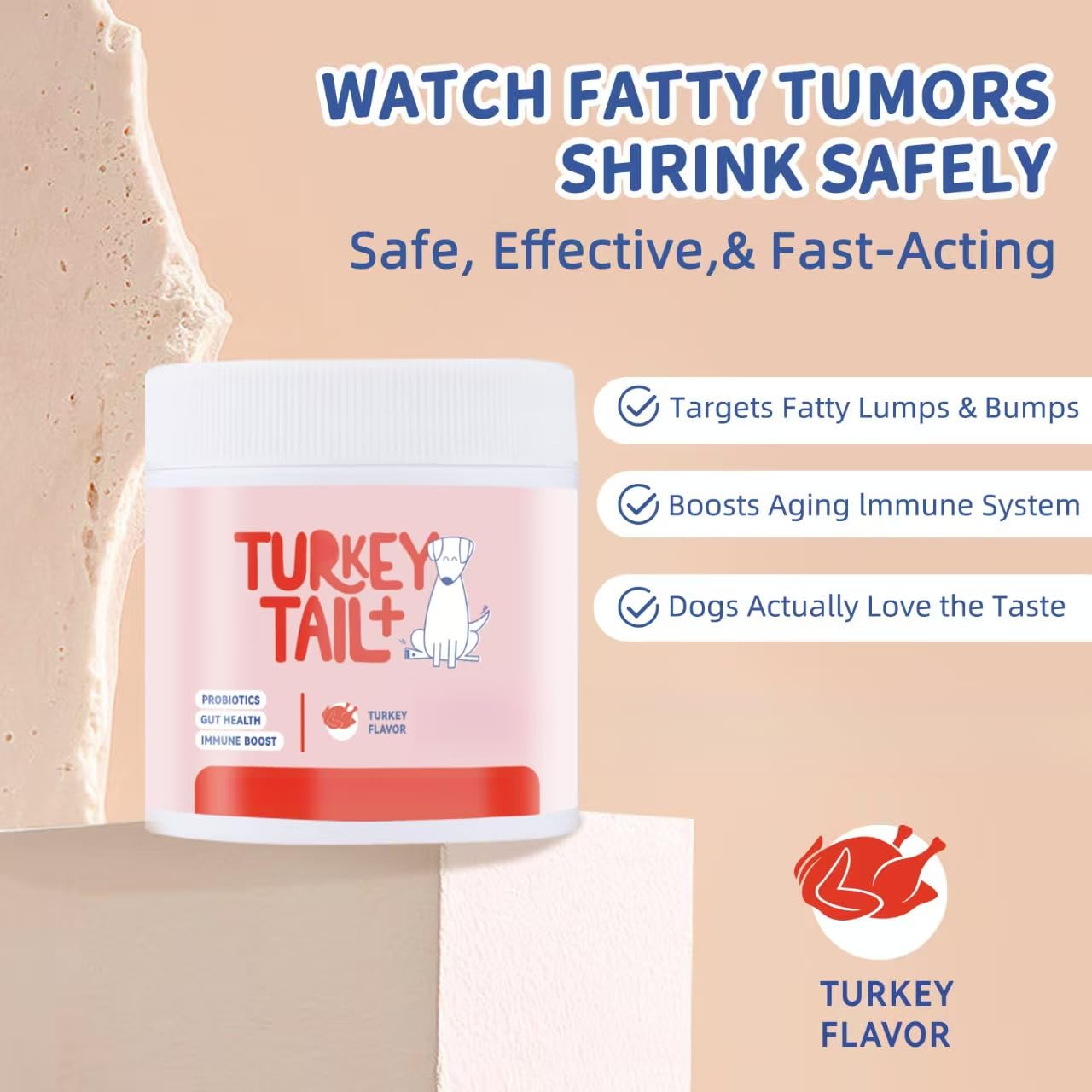 Fungo della coda di tacchino per cani – per intestino, pelle, con supporto immunitario per lipomi, grumi e protuberanze - Vitamine per animali domestici