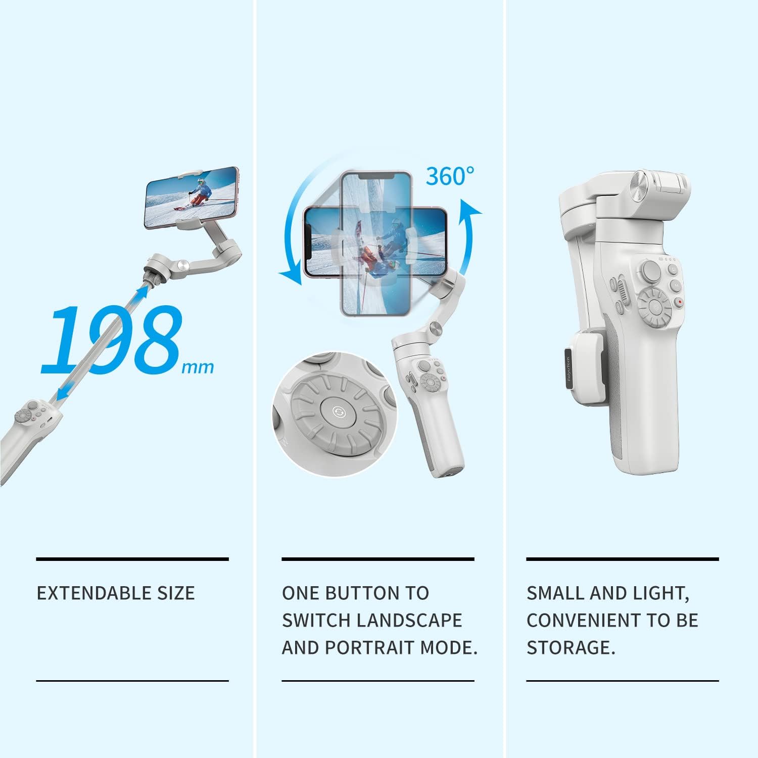 feiyutech vimble 3 smartphone gimbal stabilizer 3 axis handheld stabilizer with 180mm extendable and tripod foldable gimbal for iphone141312mini 11