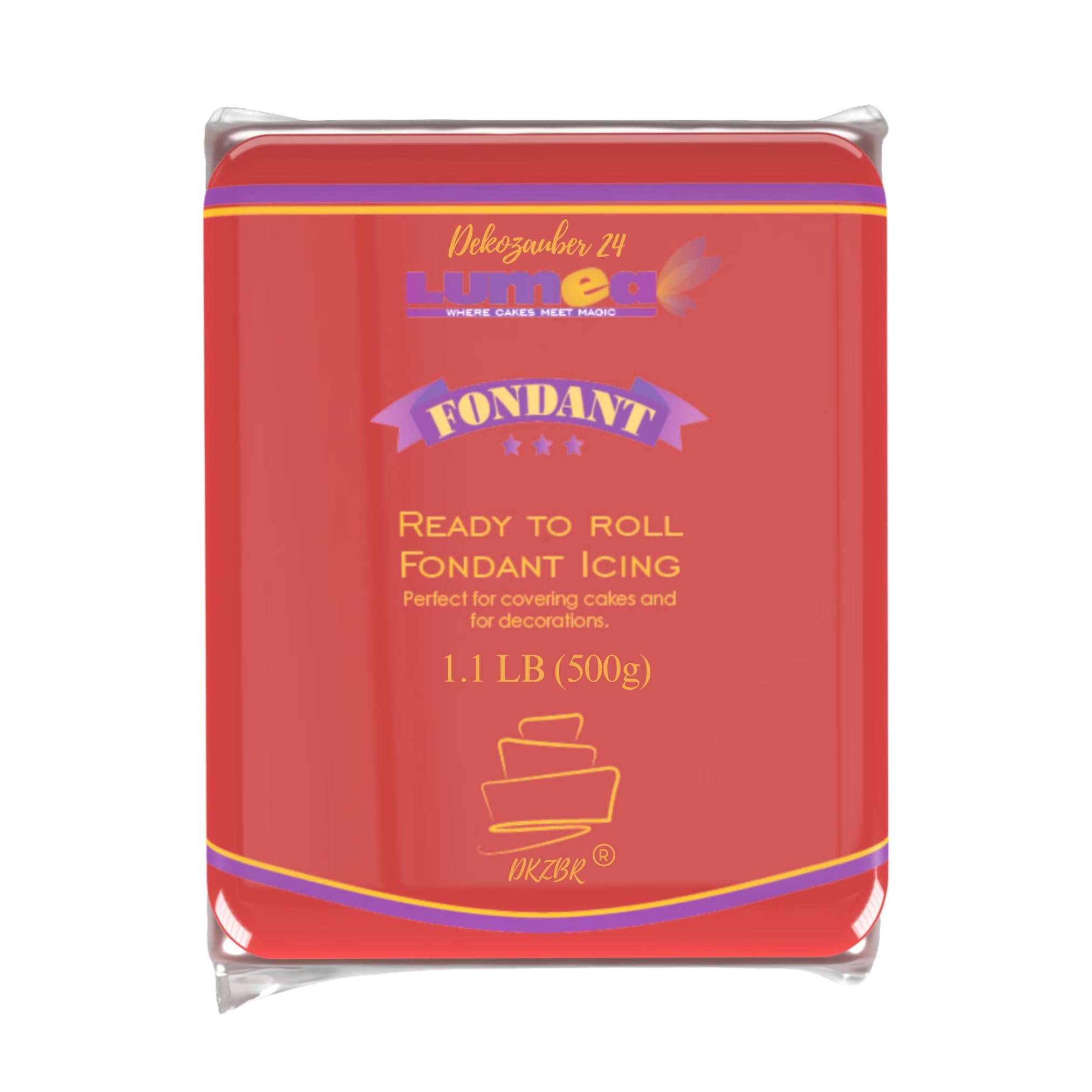 Dekozauber24 Premium Fondant rot, 500g, für Torten, Kuchen und Figuren, roter Rollfondant, weich und biegsam, essbare rote Tortendeko, glutenfrei und laktosefrei