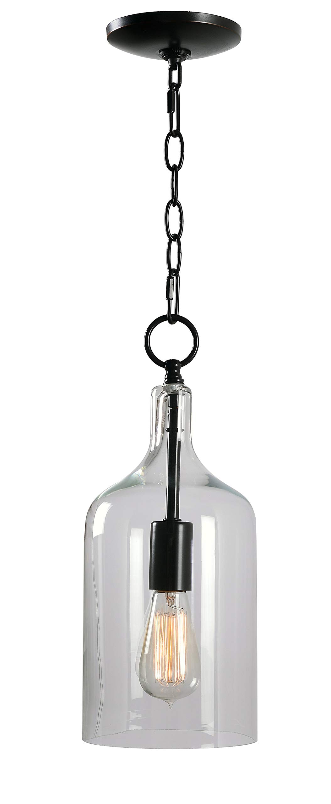 Kenroy Home 91831ORB Capri 1 Light Mini Pendant with Blackened Oil Rubbed Bronze Finish, Casual Style, 15.25" Height, 6.125" Width, 6.125" Depth