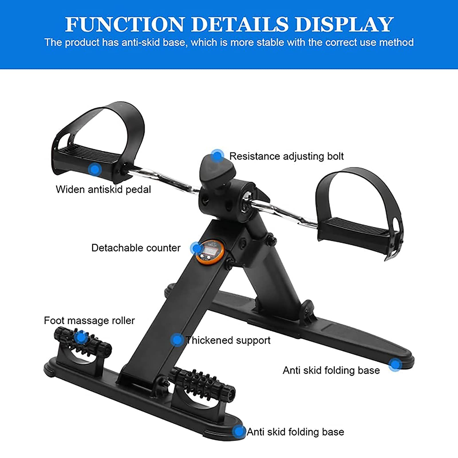 Bicicletta per Il Fitness, Mini Fitness Cyclette per Interni Tapis roulant Riabilitazione Verticale Bicicletta Ciclismo Stepper Leg Pedal Trainer