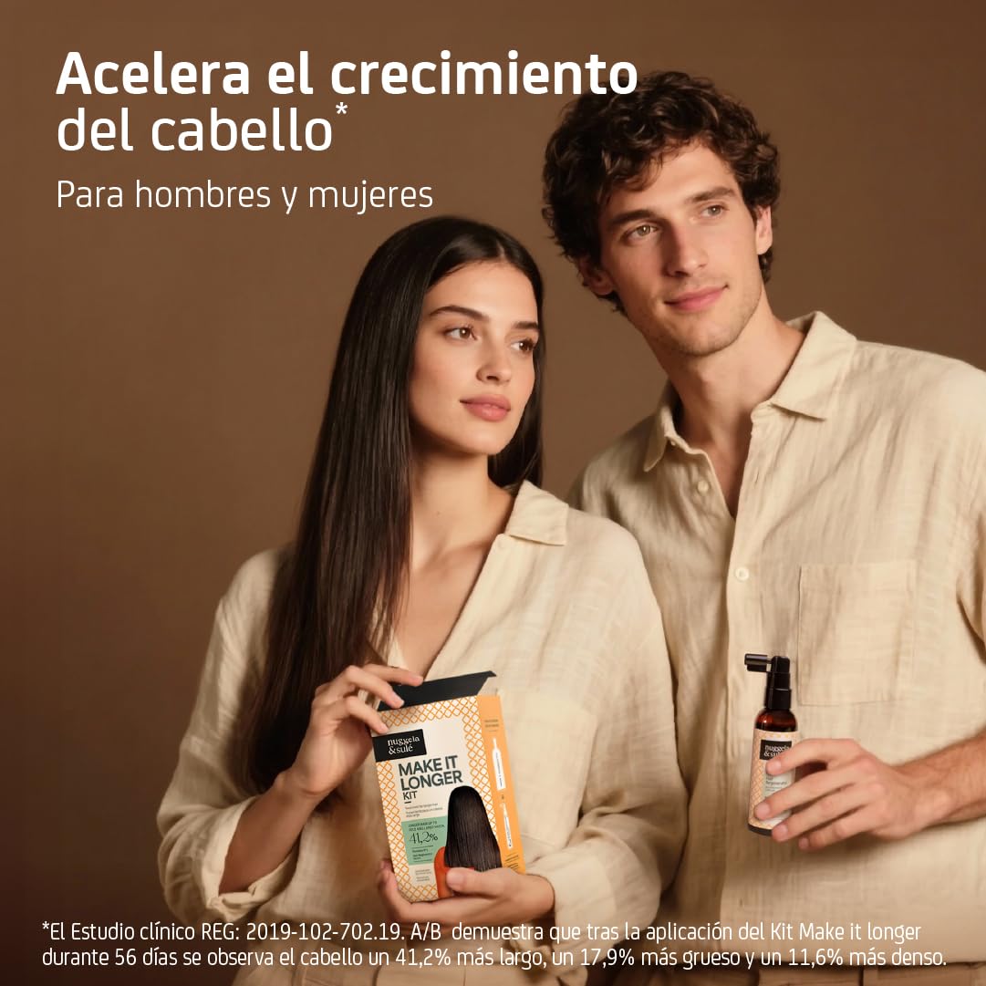 Nuggela & Sulé Make It Longer Hair Kit. Tratamiento que Acelera el Crecimiento del Cabello hasta en un 41,2%. Demostrado Mediante Estudio Clínico. 250 ml + 70 ml